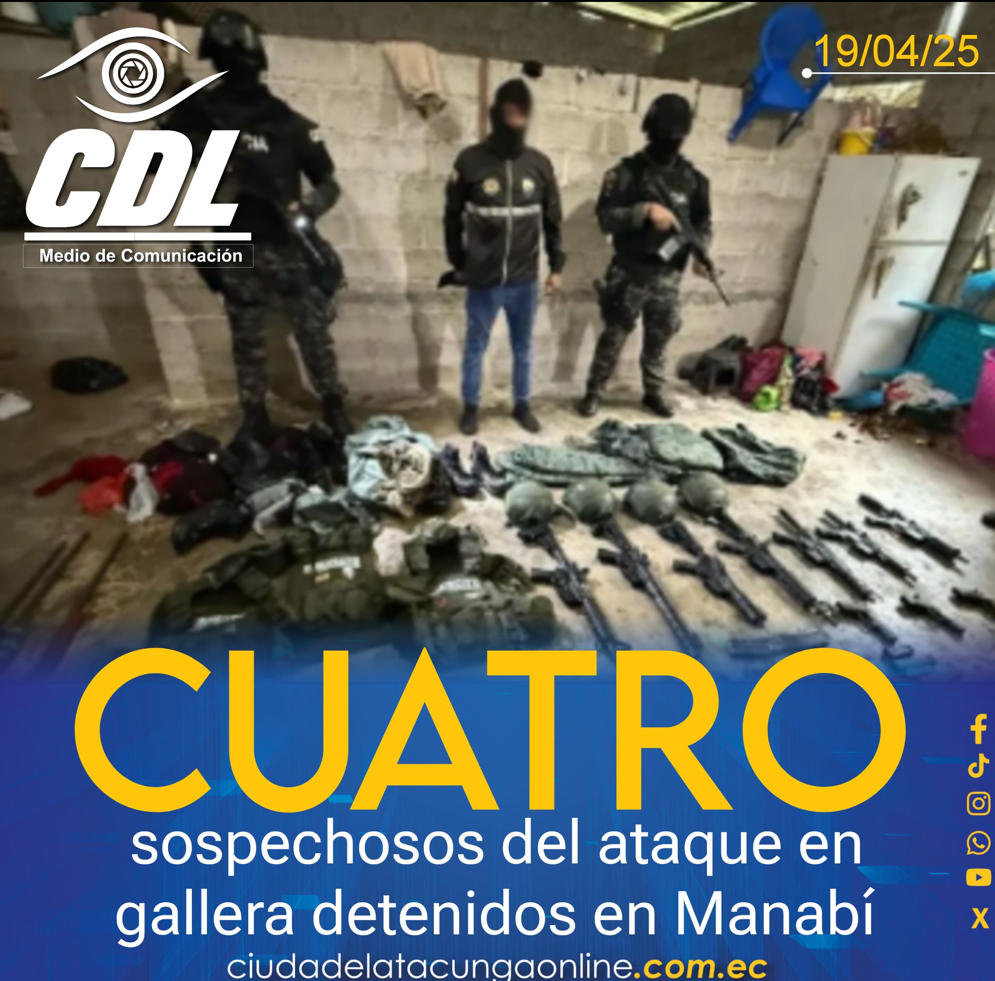 Cuatro sospechosos del ataque en gallera detenidos en Manabí