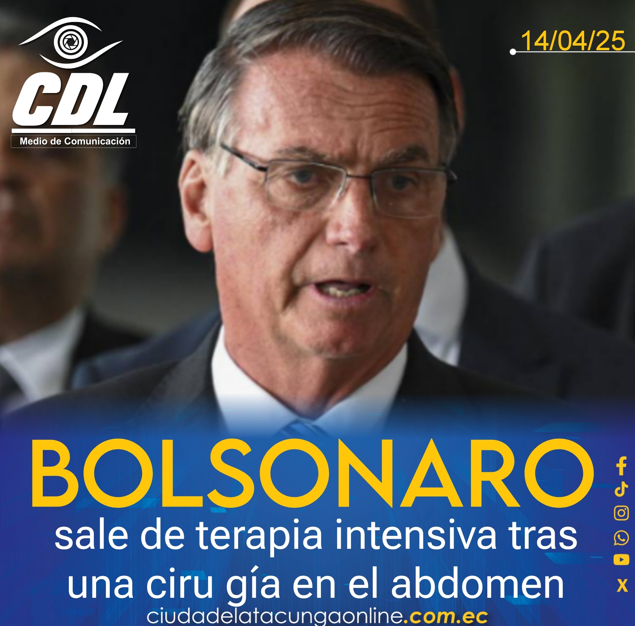 Bolsonaro sale de terapia intensiva tras una ciru gía en el abdomen