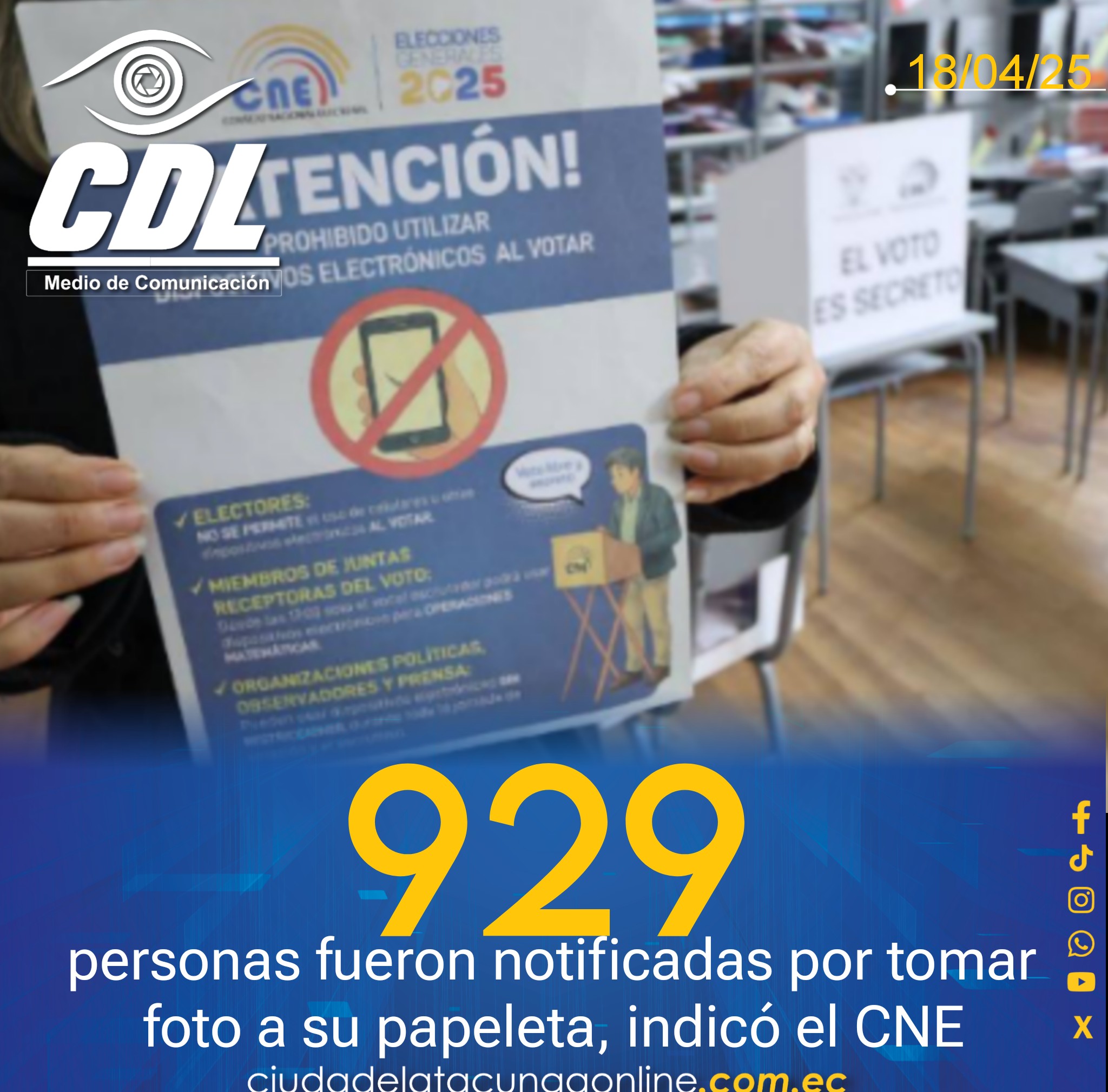 929 personas fueron notificadas por tomar foto a su papeleta, indicó el CNE