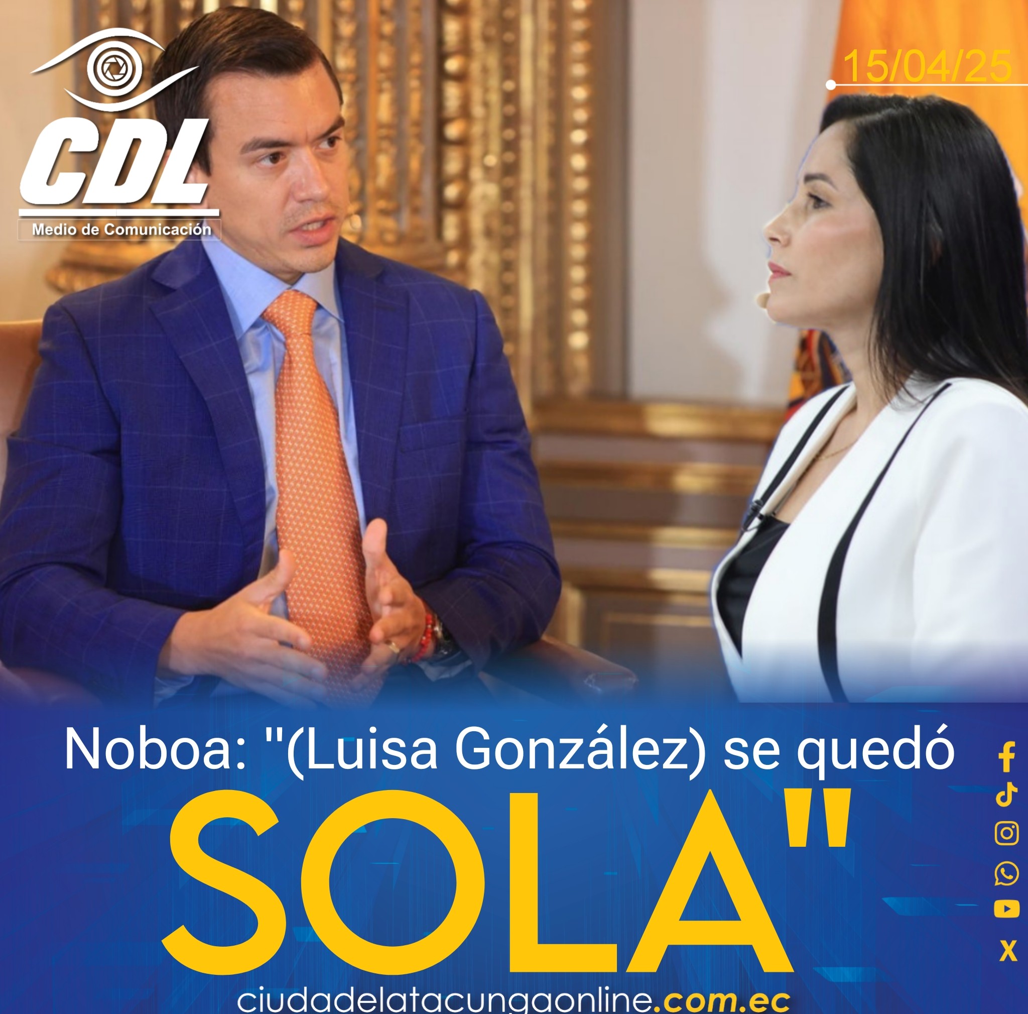 Noboa: «(Luisa González) se quedó sola»