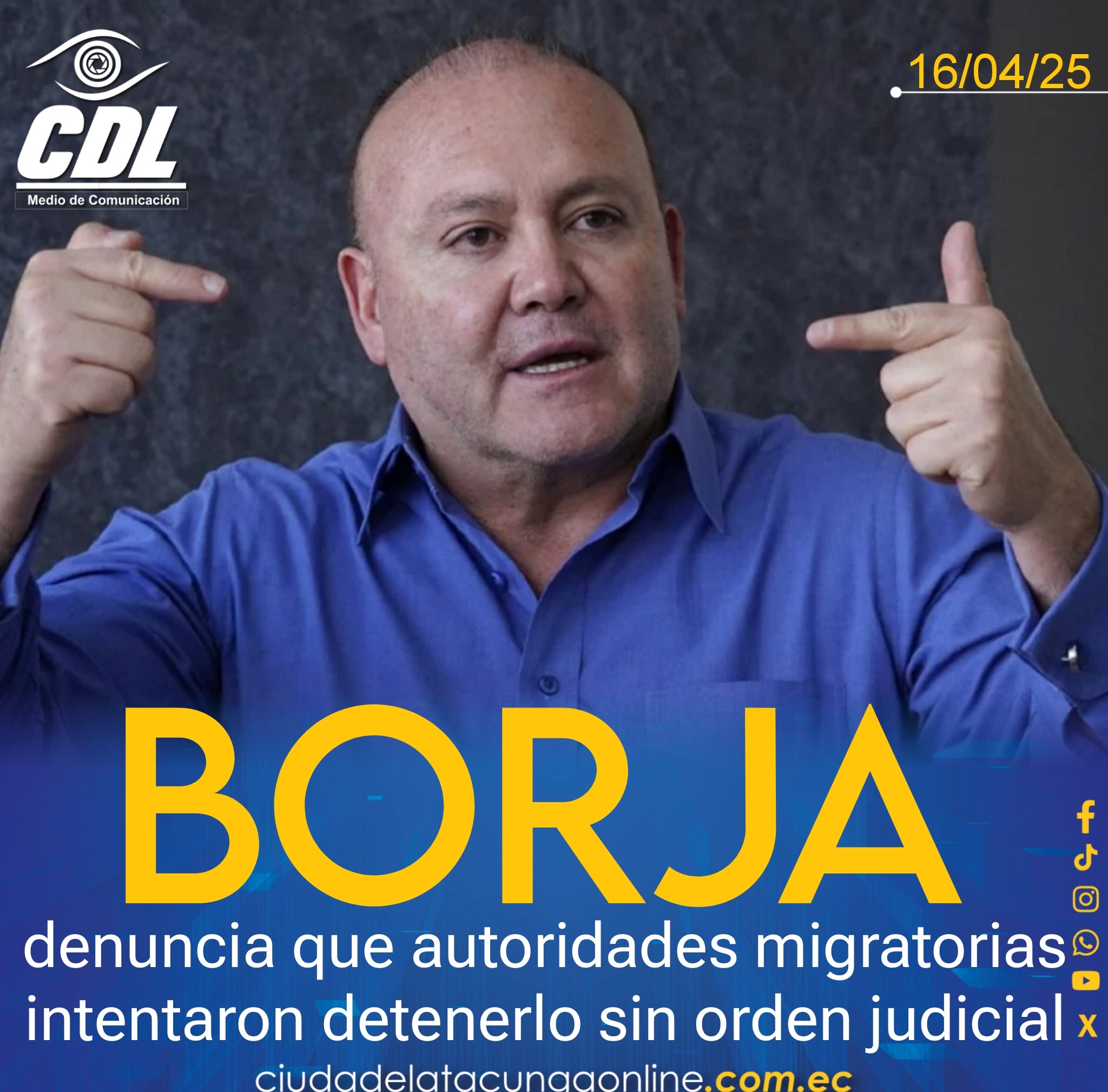 Diego Borja denuncia que autoridades migratorias intentaron detenerlo sin orden judicial