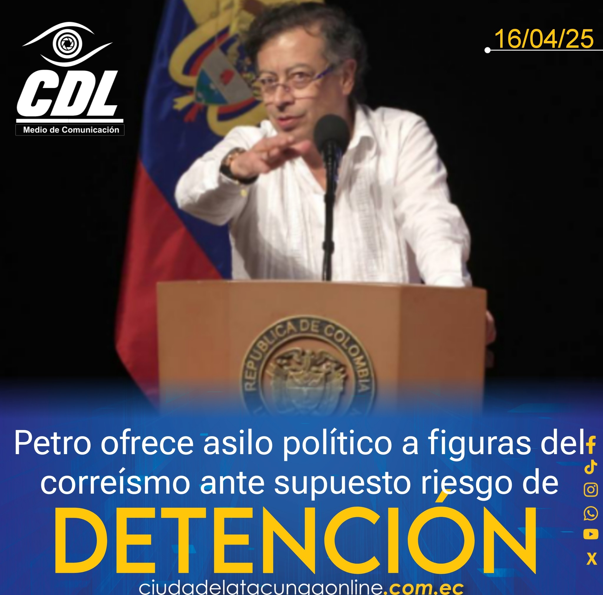 Gustavo Petro ofrece asilo político a figuras del correísmo ante supuesto riesgo de detención