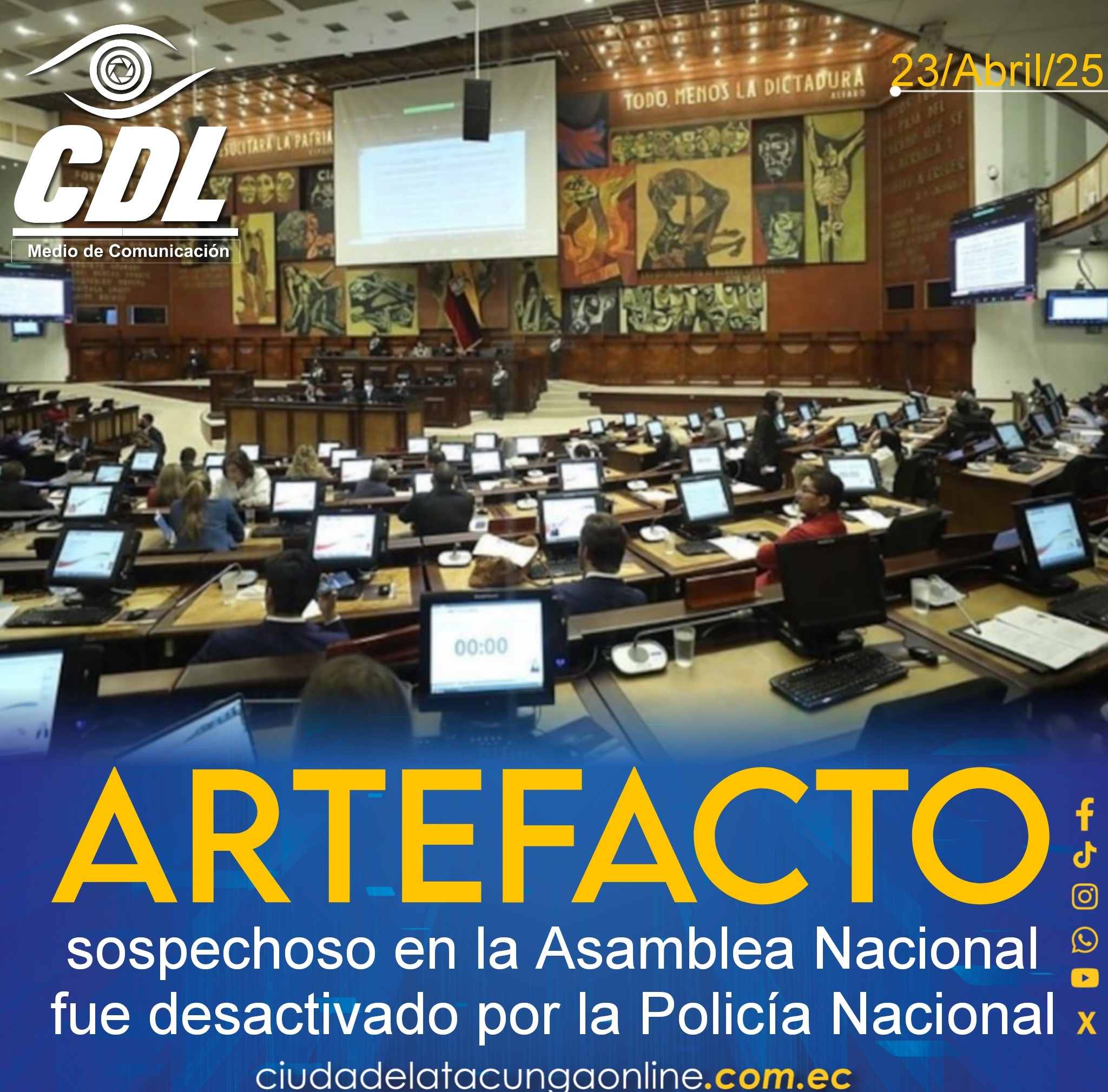 Artefacto sospechoso en la Asamblea Nacional fue desactivado por la Policía Nacional