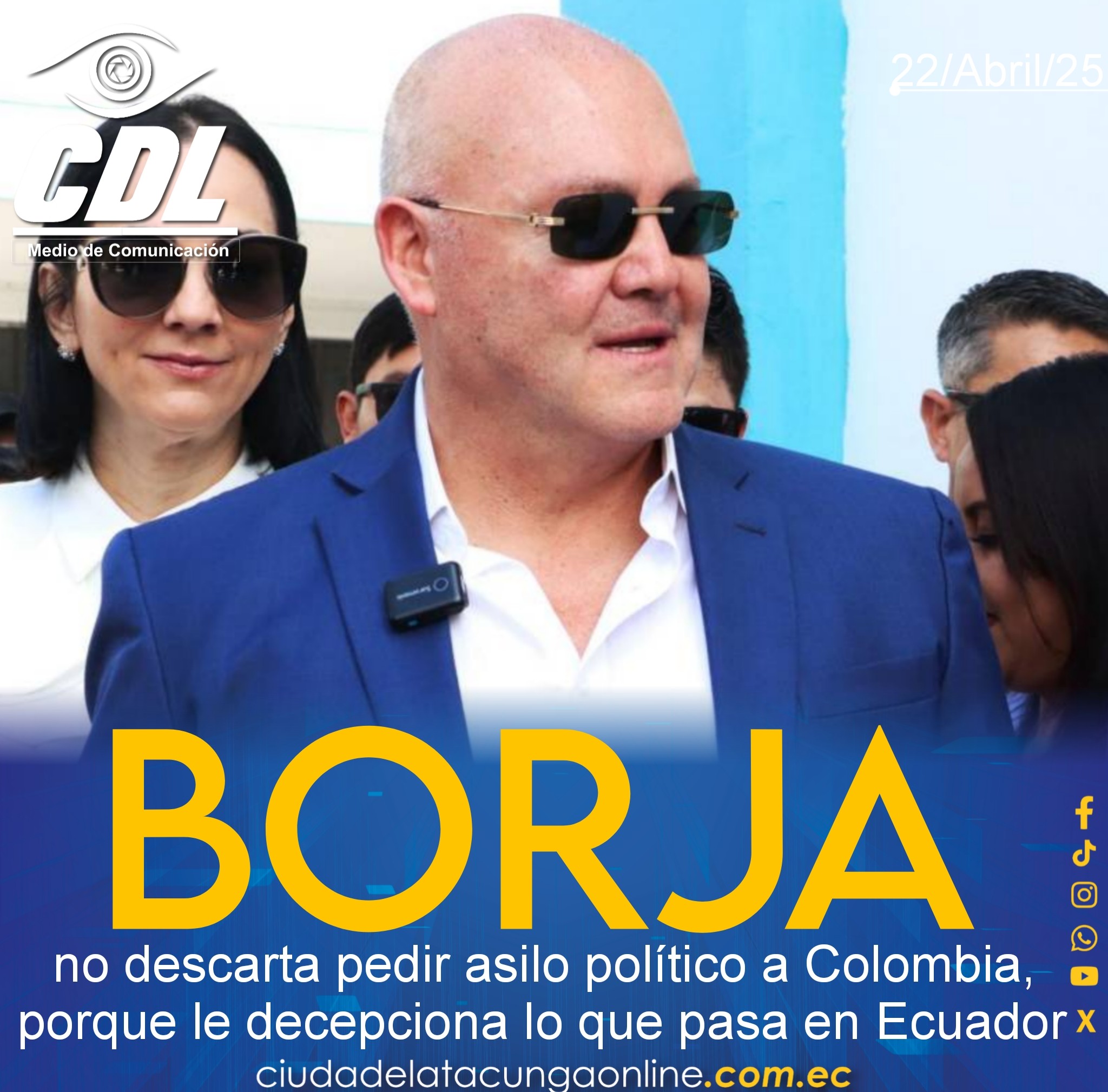 Diego Borja no descarta pedir asilo político a Colombia, porque le decepciona lo que pasa en Ecuador