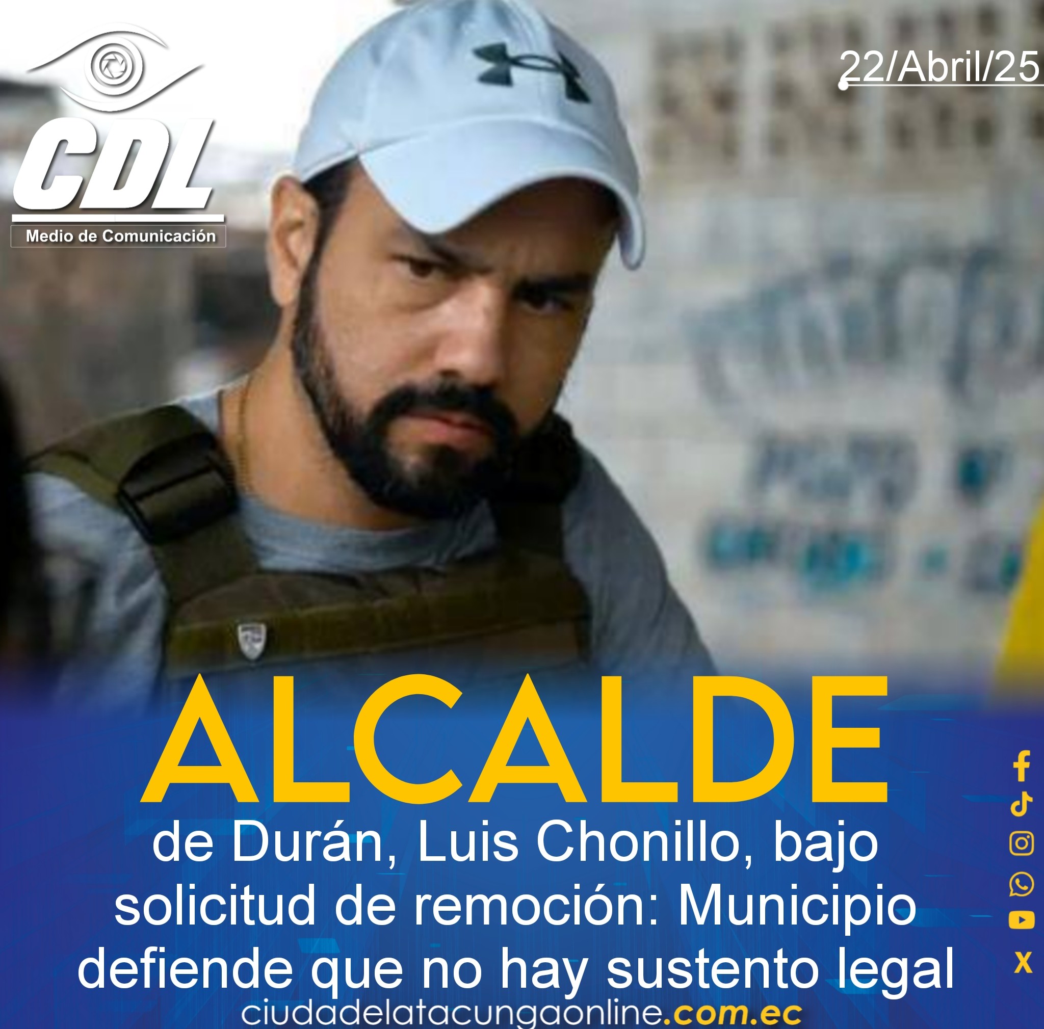 Alcalde de Durán, Luis Chonillo, bajo solicitud de remoción: Municipio defiende que no hay sustento legal
