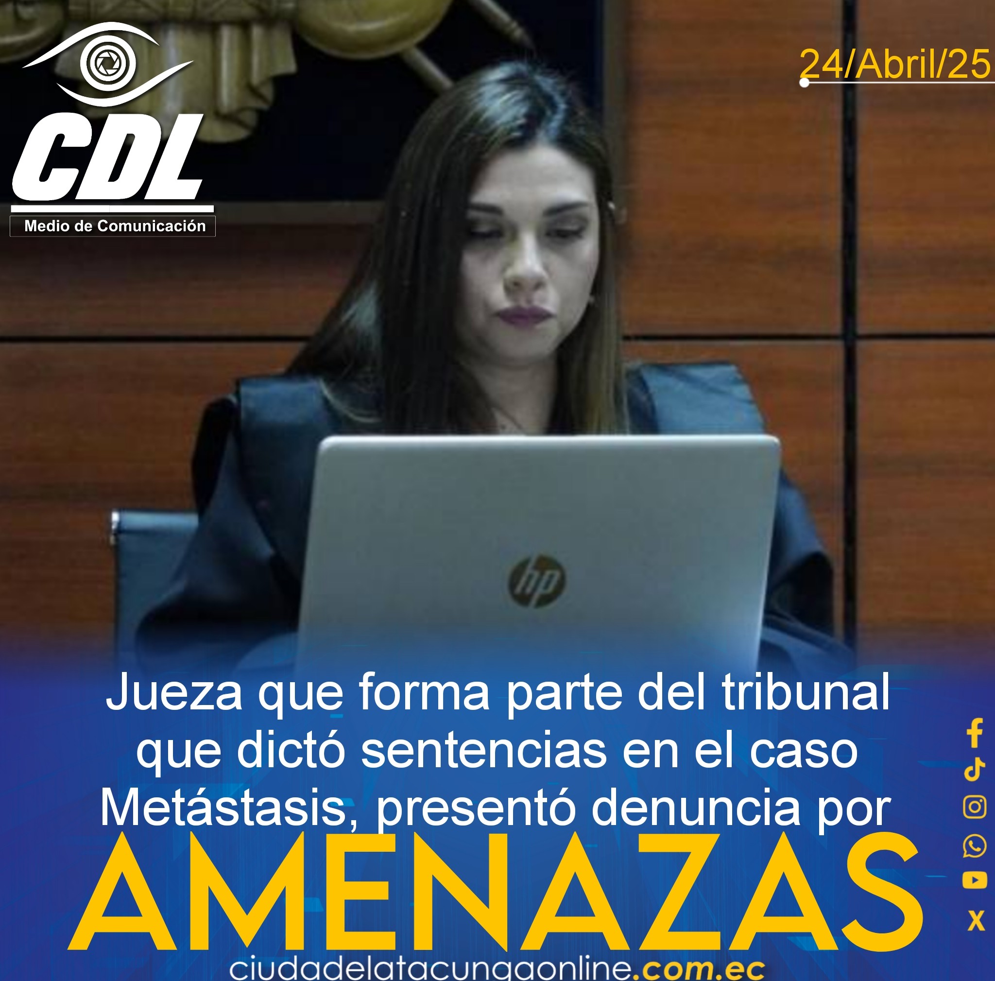 Mercedes Caicedo, jueza que forma parte del tribunal que dictó sentencias en el caso Metástasis, presentó denuncia por amenazas