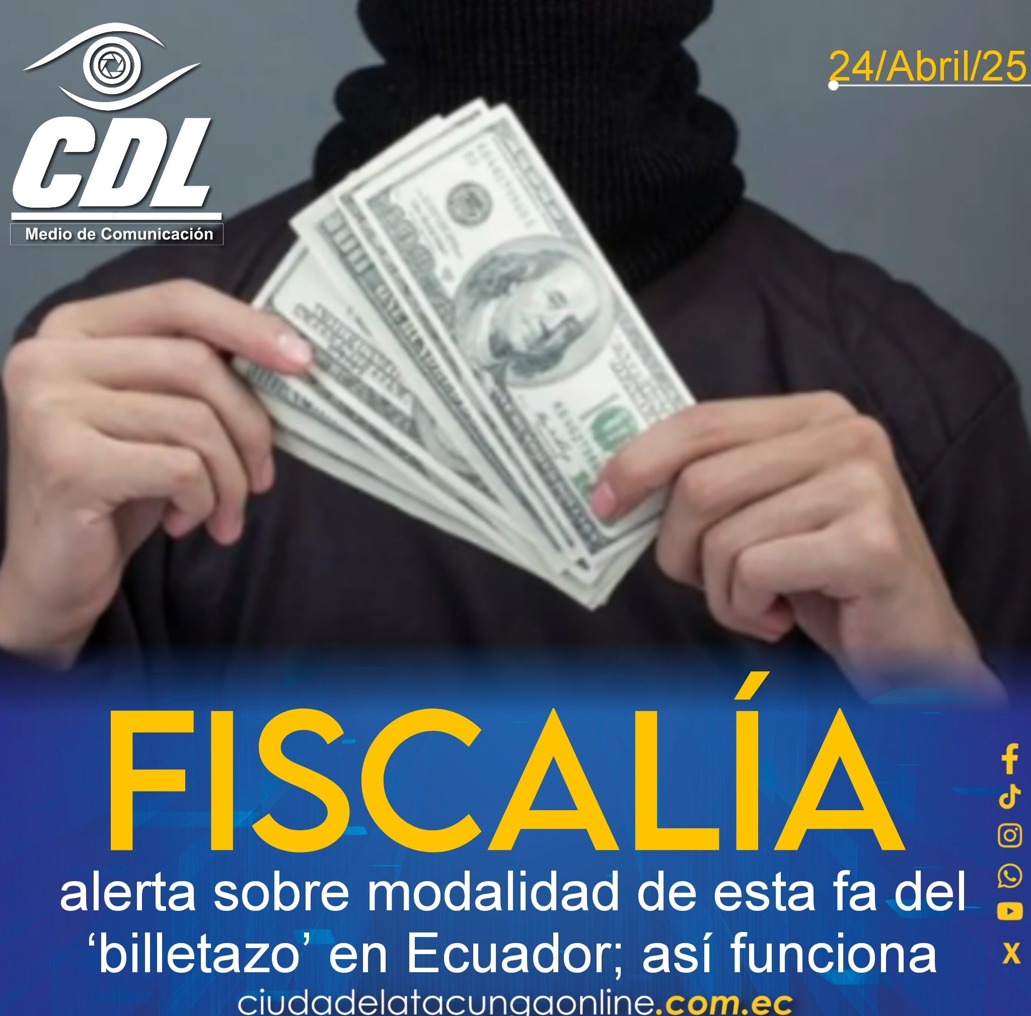 Fiscalía alerta sobre modalidad de es tafa del ‘billetazo’ en Ecuador; así funciona