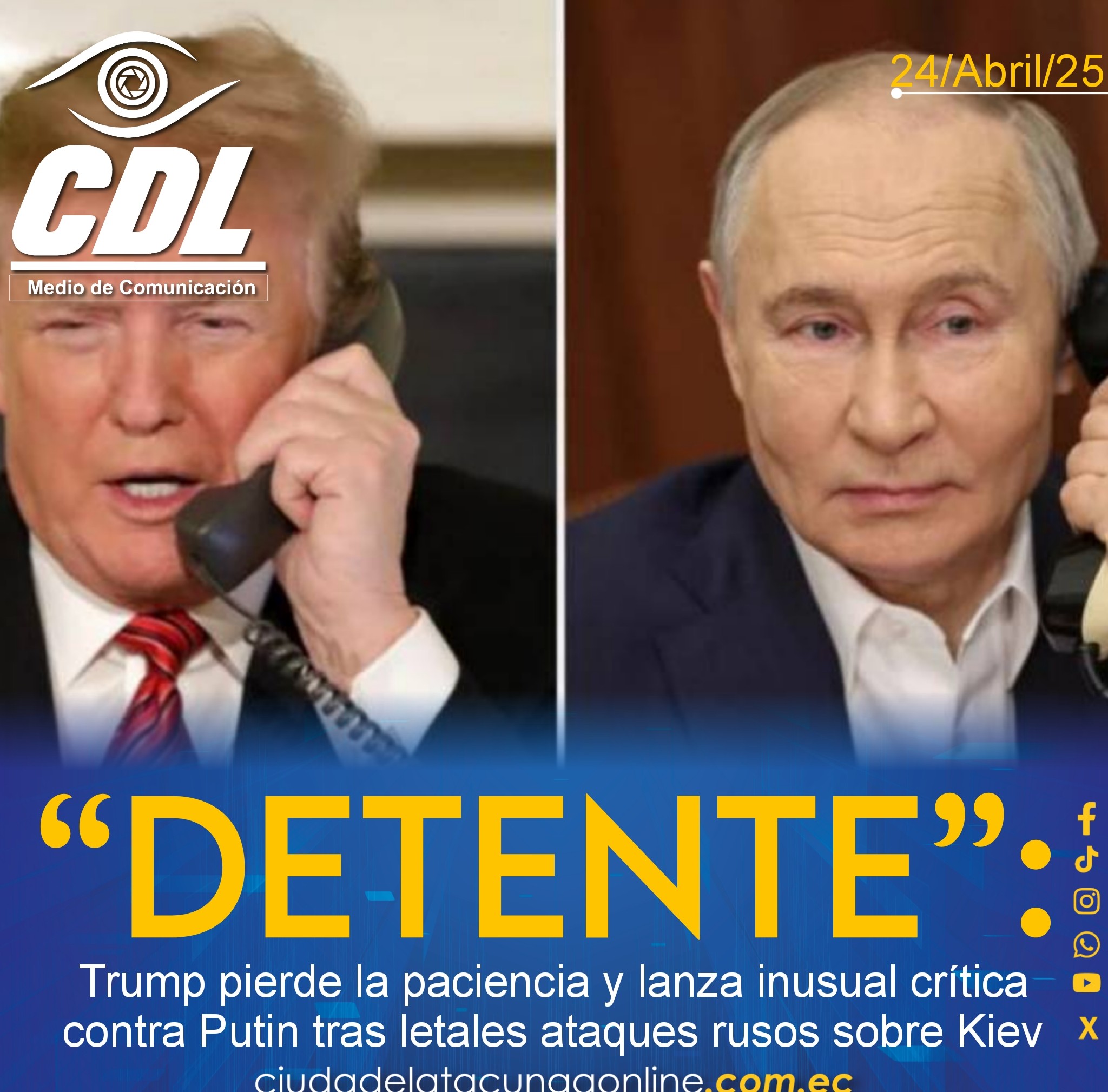 “Detente”: Trump pierde la paciencia y lanza inusual crítica contra Putin tras letales ataques rusos sobre Kiev