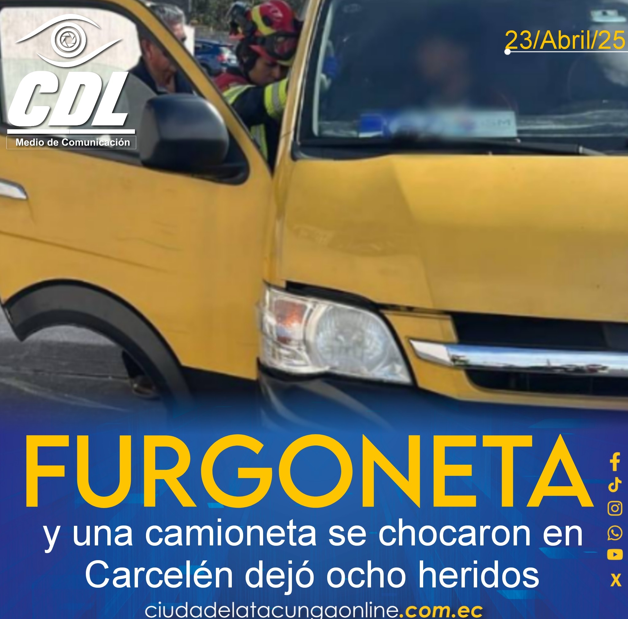 Norte de Quito: una furgoneta y una camioneta se chocaron en Carcelén dejó ocho heridos
