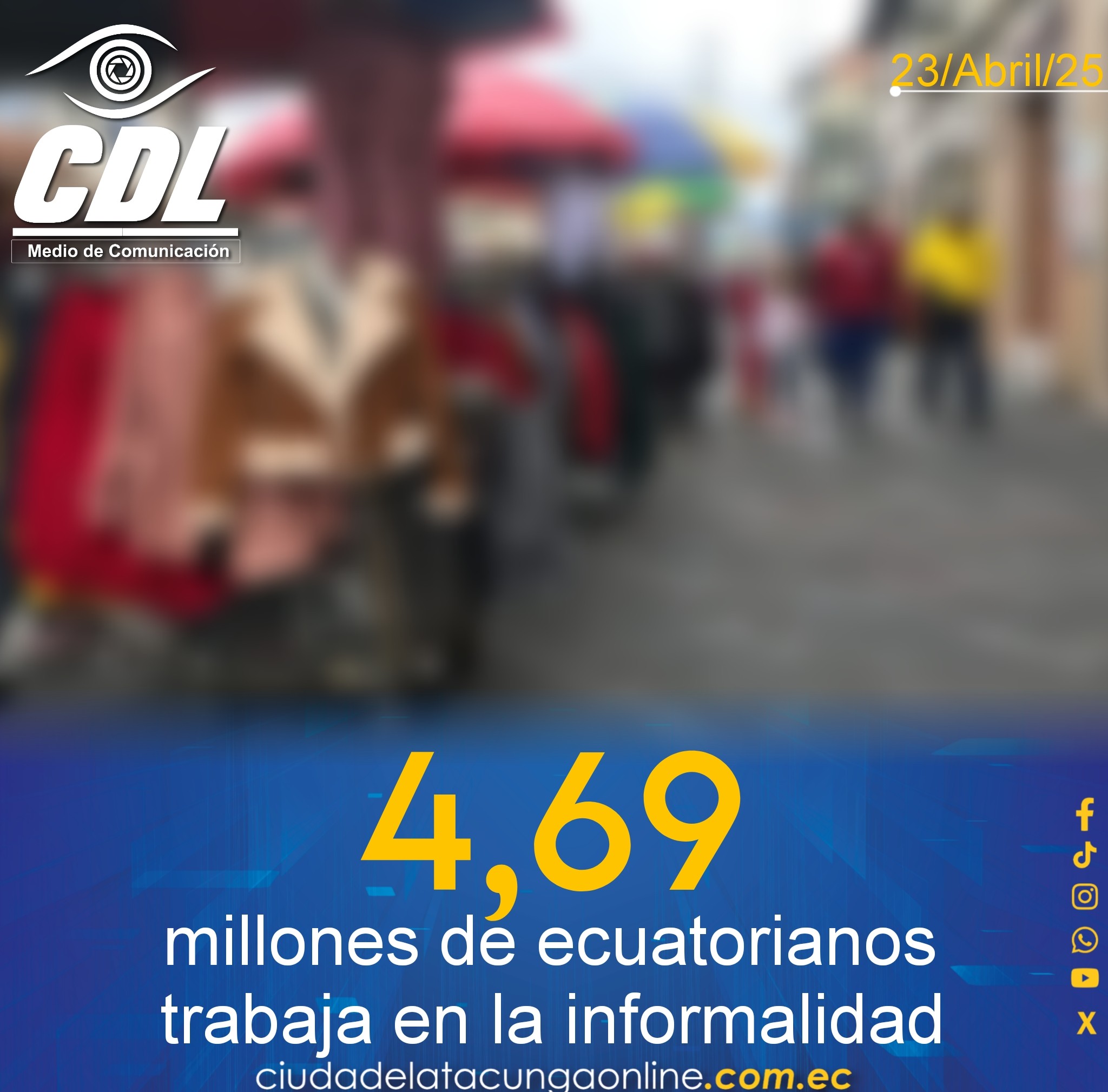 4,69 millones de ecuatorianos trabaja en la informalidad