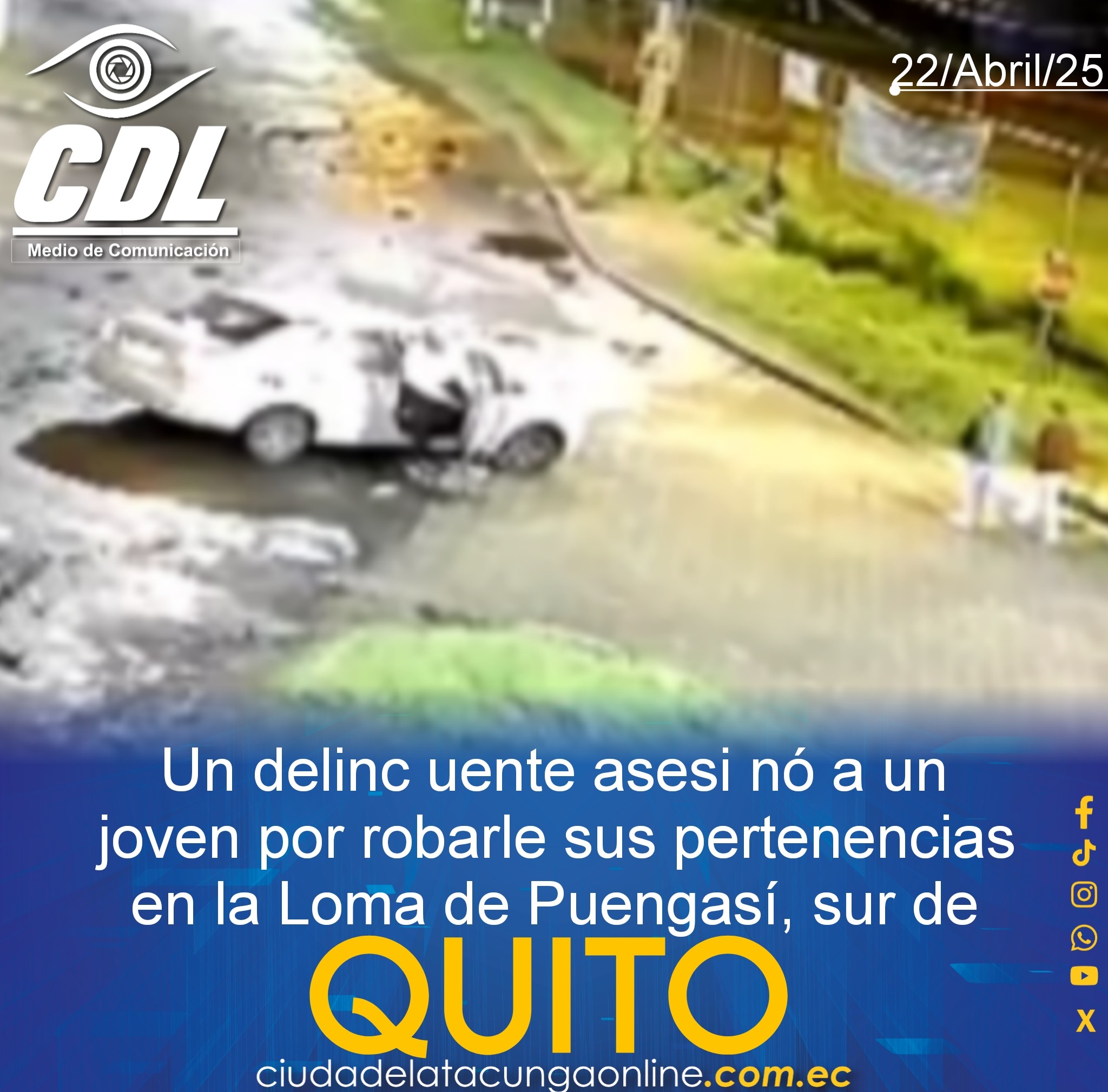 Un delinc uente asesi nó a un joven por robarle sus pertenencias en la Loma de Puengasí, sur de Quito