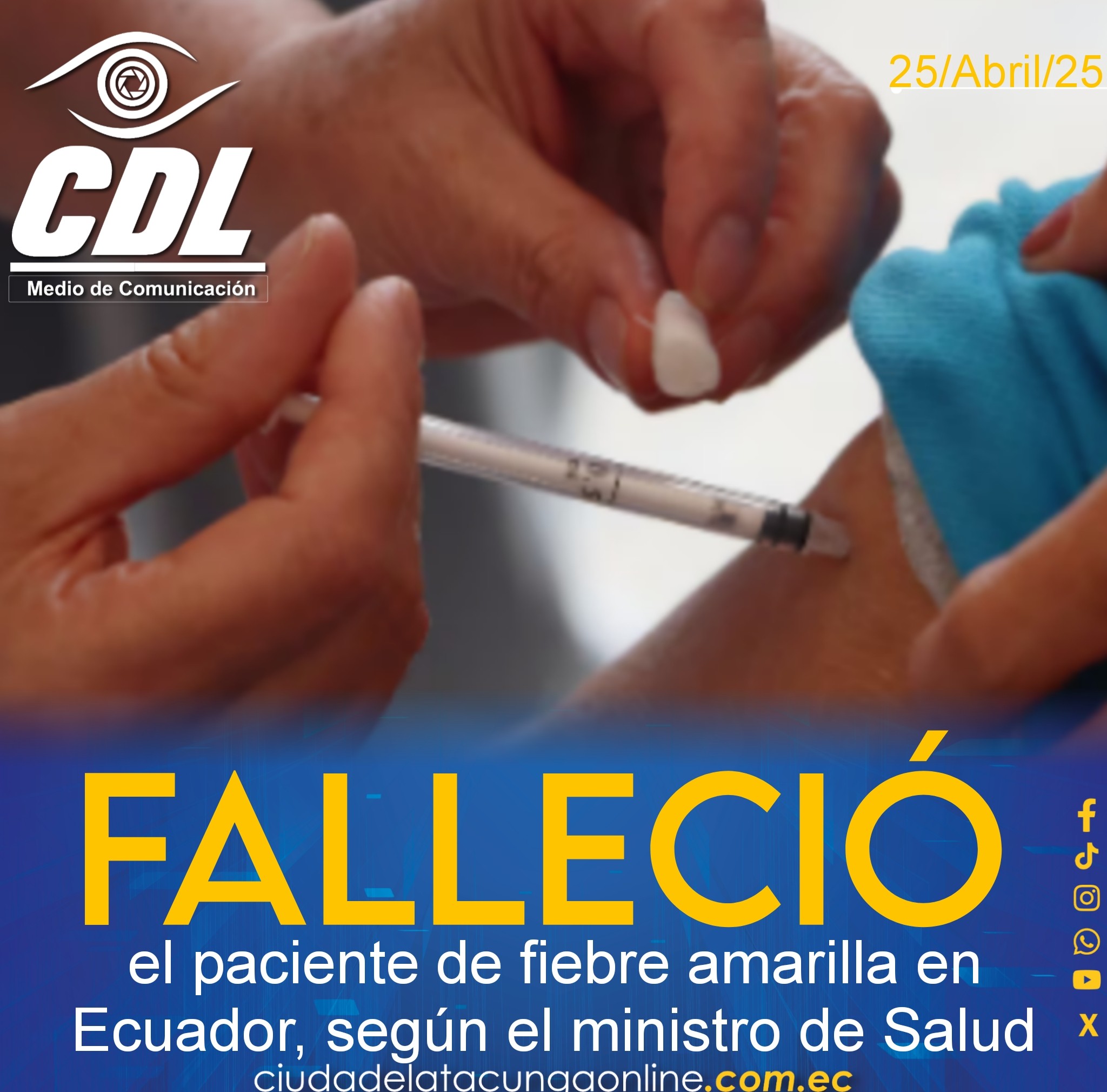 Falleció el paciente de fiebre amarilla en Ecuador, según el ministro de Salud