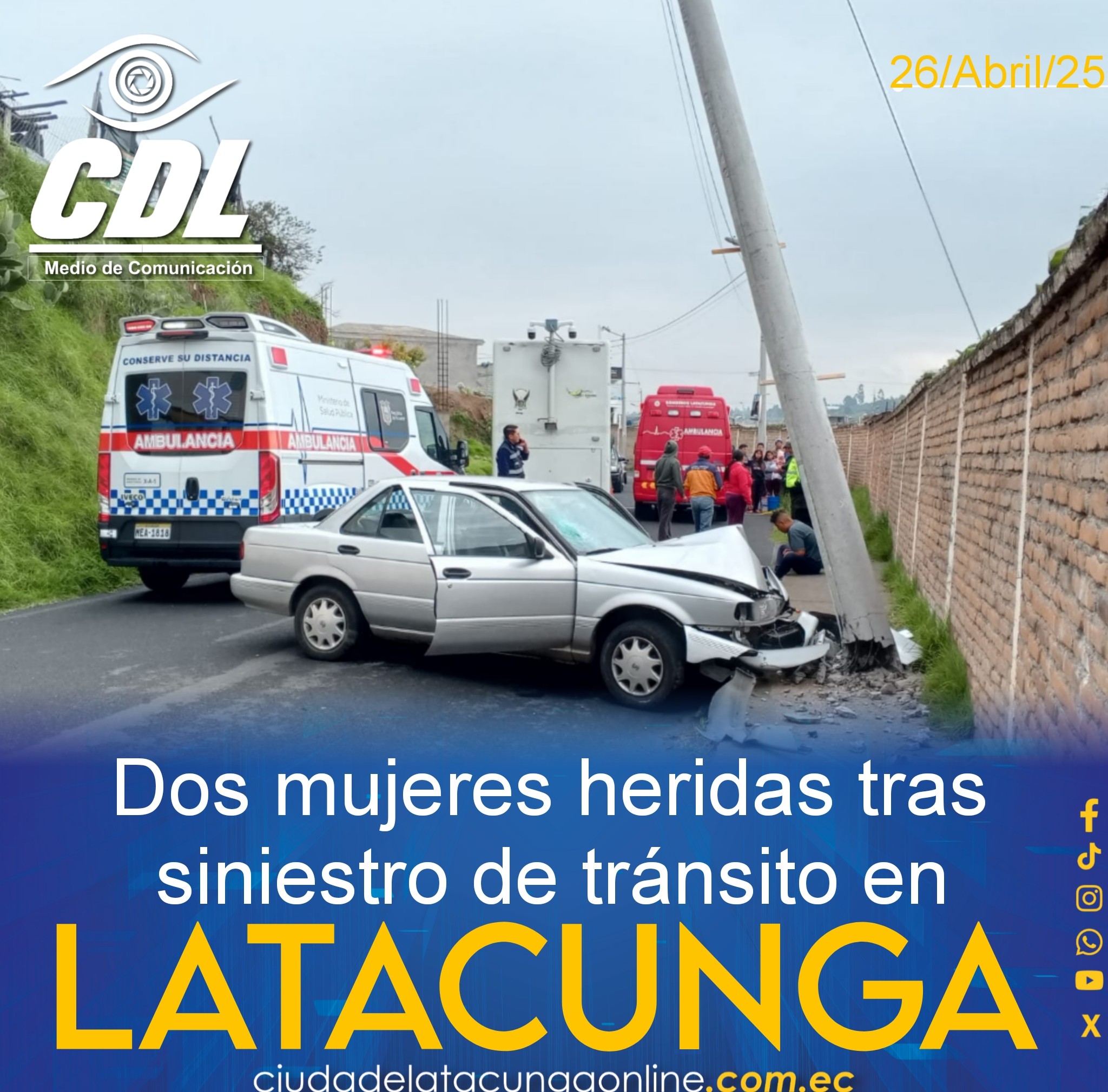 Dos mujeres heridas tras siniestro de tránsito en Latacunga