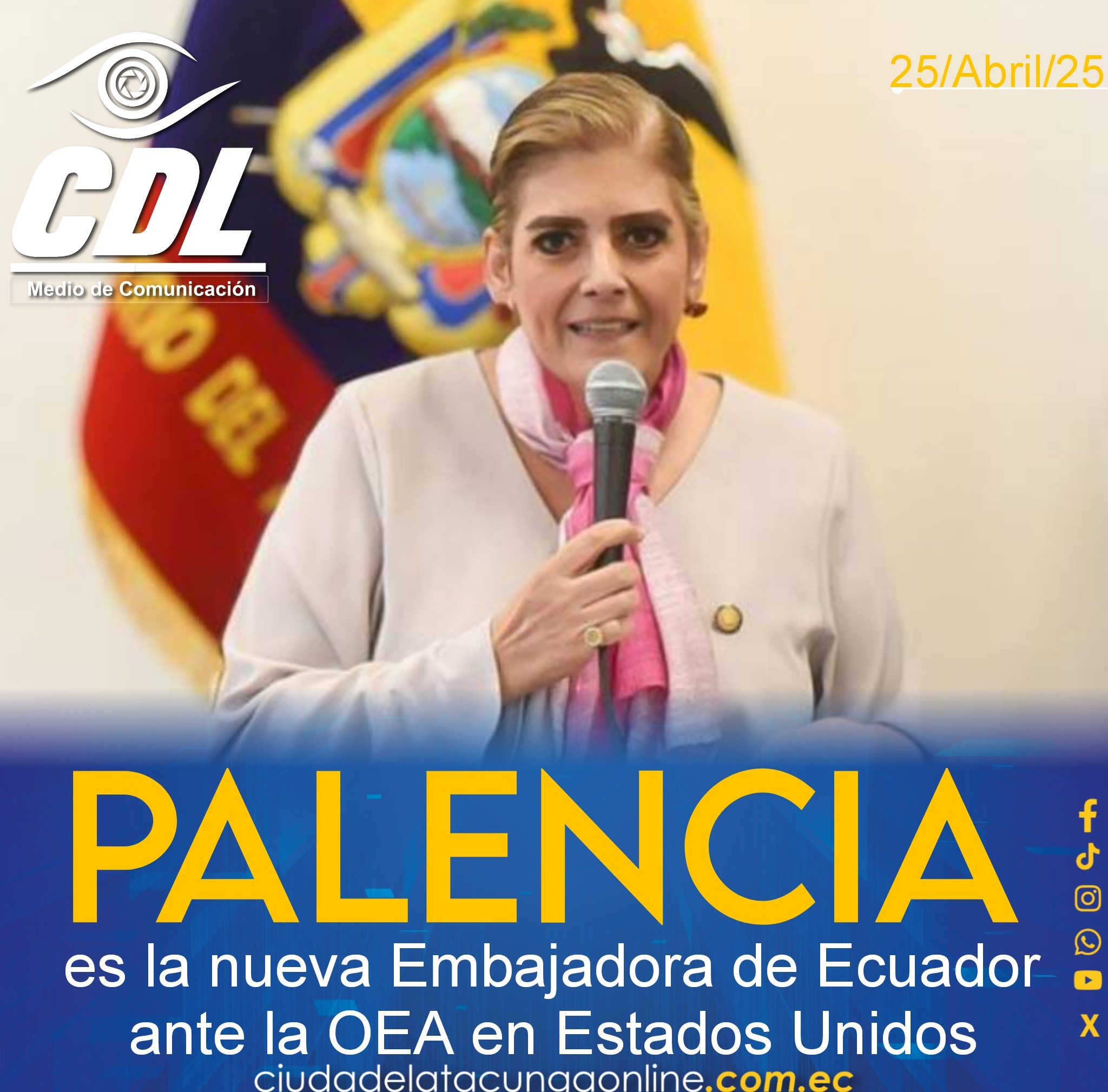 Mónica Palencia es la nueva Embajadora de Ecuador ante la OEA en Estados Unidos