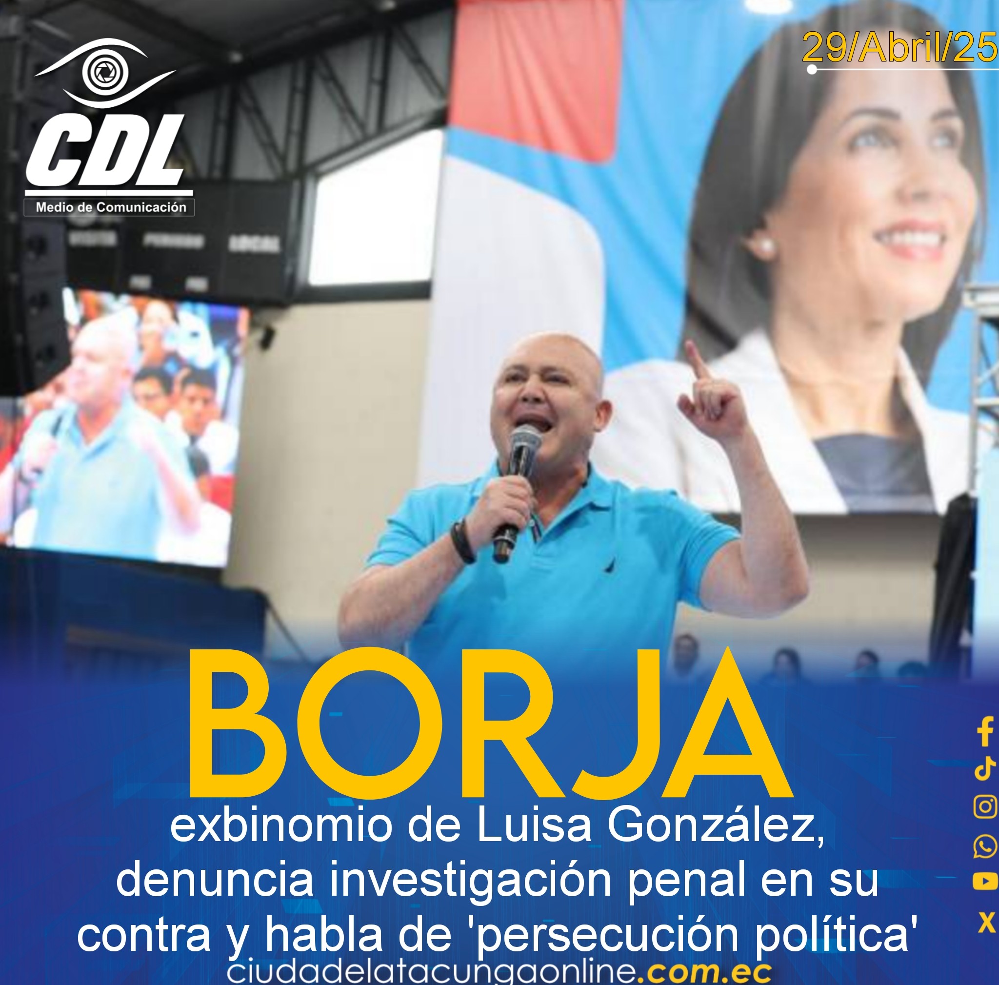 Diego Borja, exbinomio de Luisa González, denuncia investigación penal en su contra y habla de ‘persecución política’