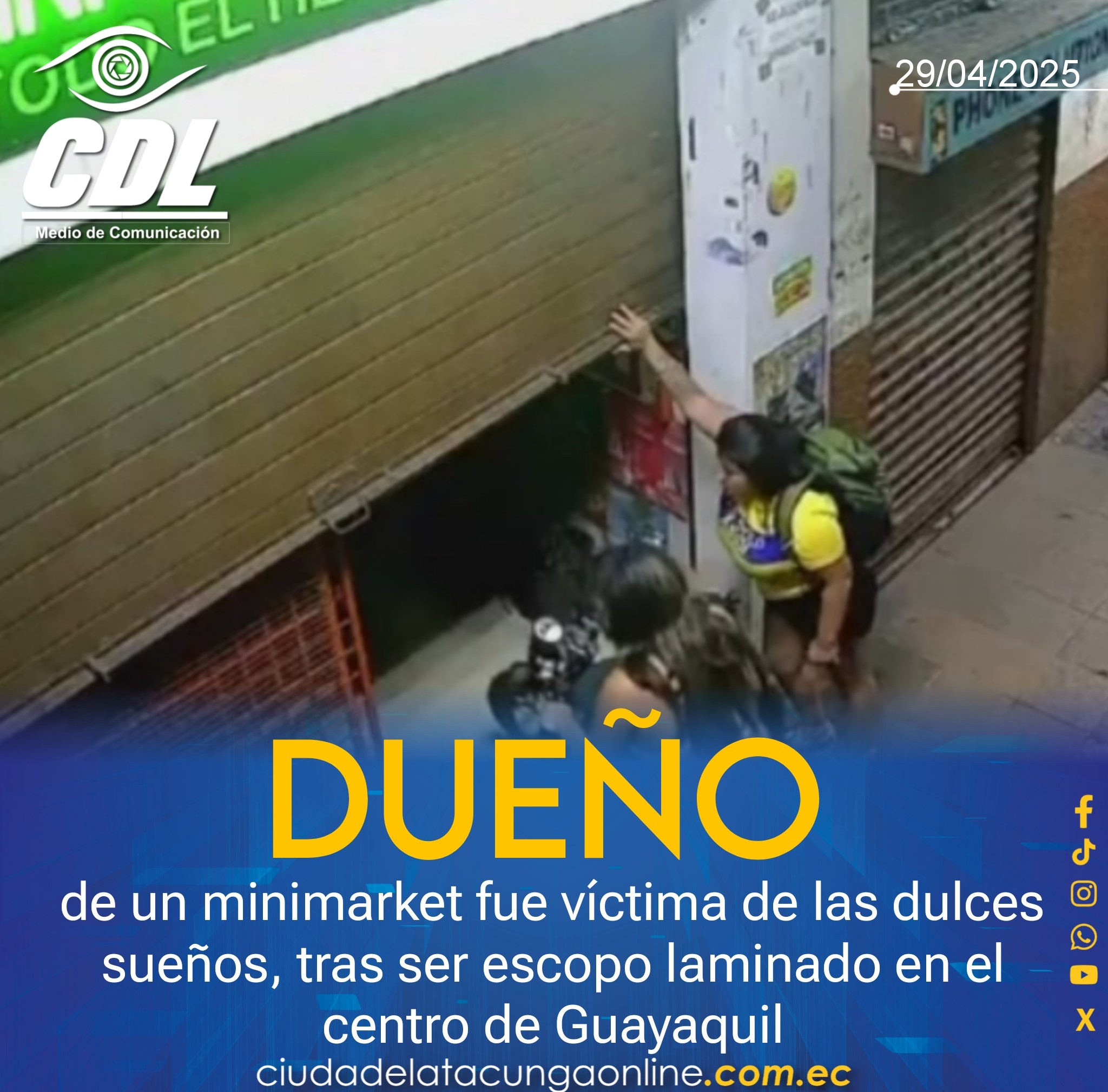 El dueño de un minimarket fue víctima de las dulces sueños, tras ser escopo laminado en el centro de Guayaquil