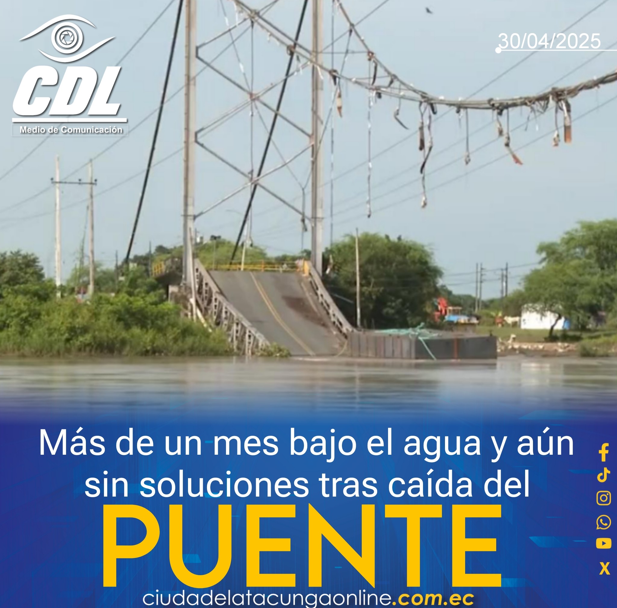 Daule | Más de un mes bajo el agua y aún sin soluciones tras caída del puente.