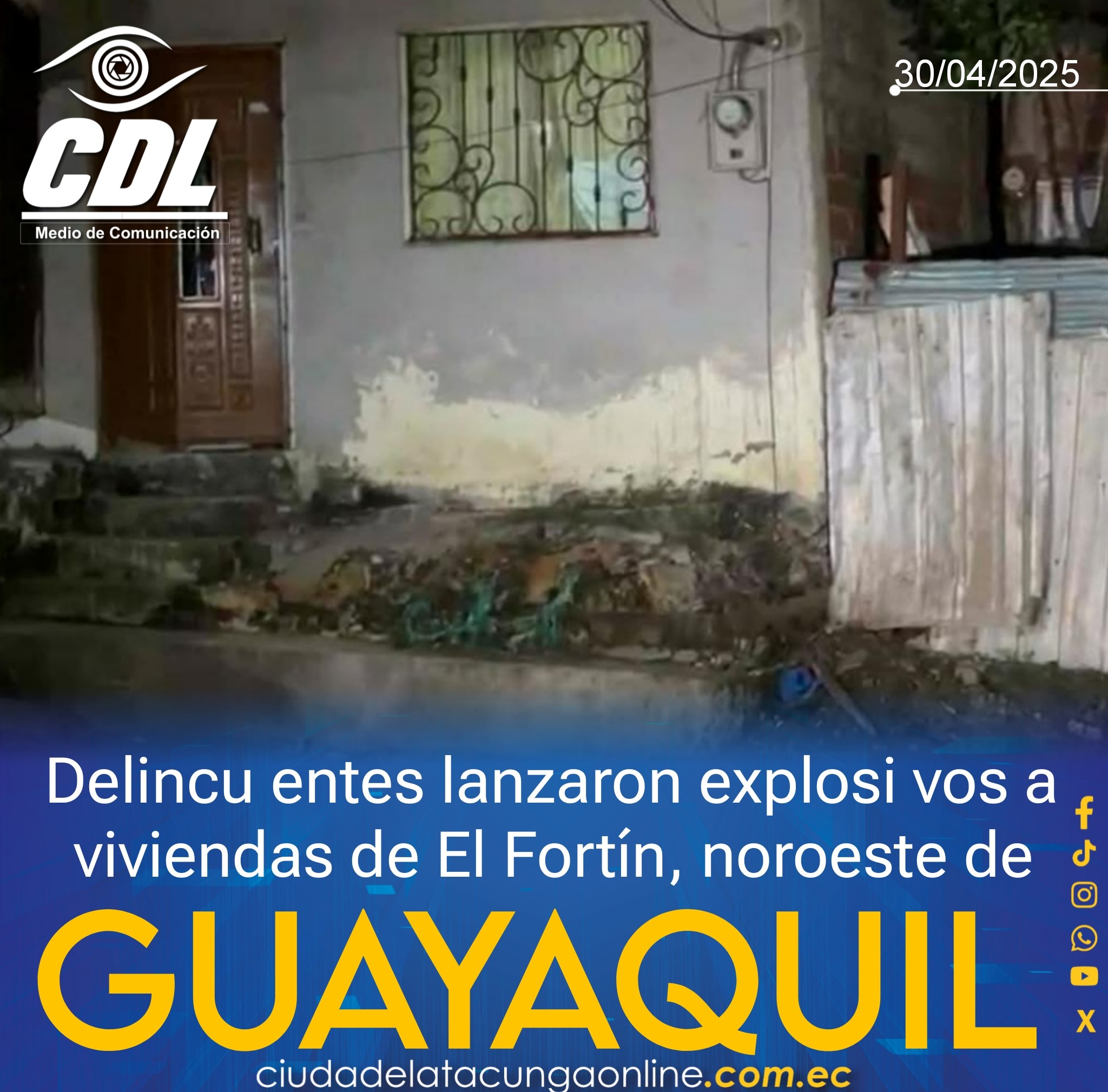 Delincuentes lanzaron explosivos a viviendas de El Fortín, noroeste de Guayaquil
