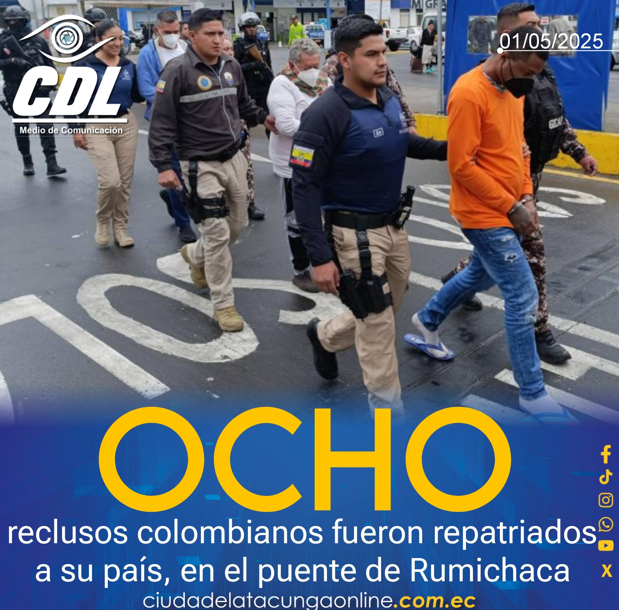 Ocho reclusos colombianos fueron repatriados a su país, en el puente de Rumichaca