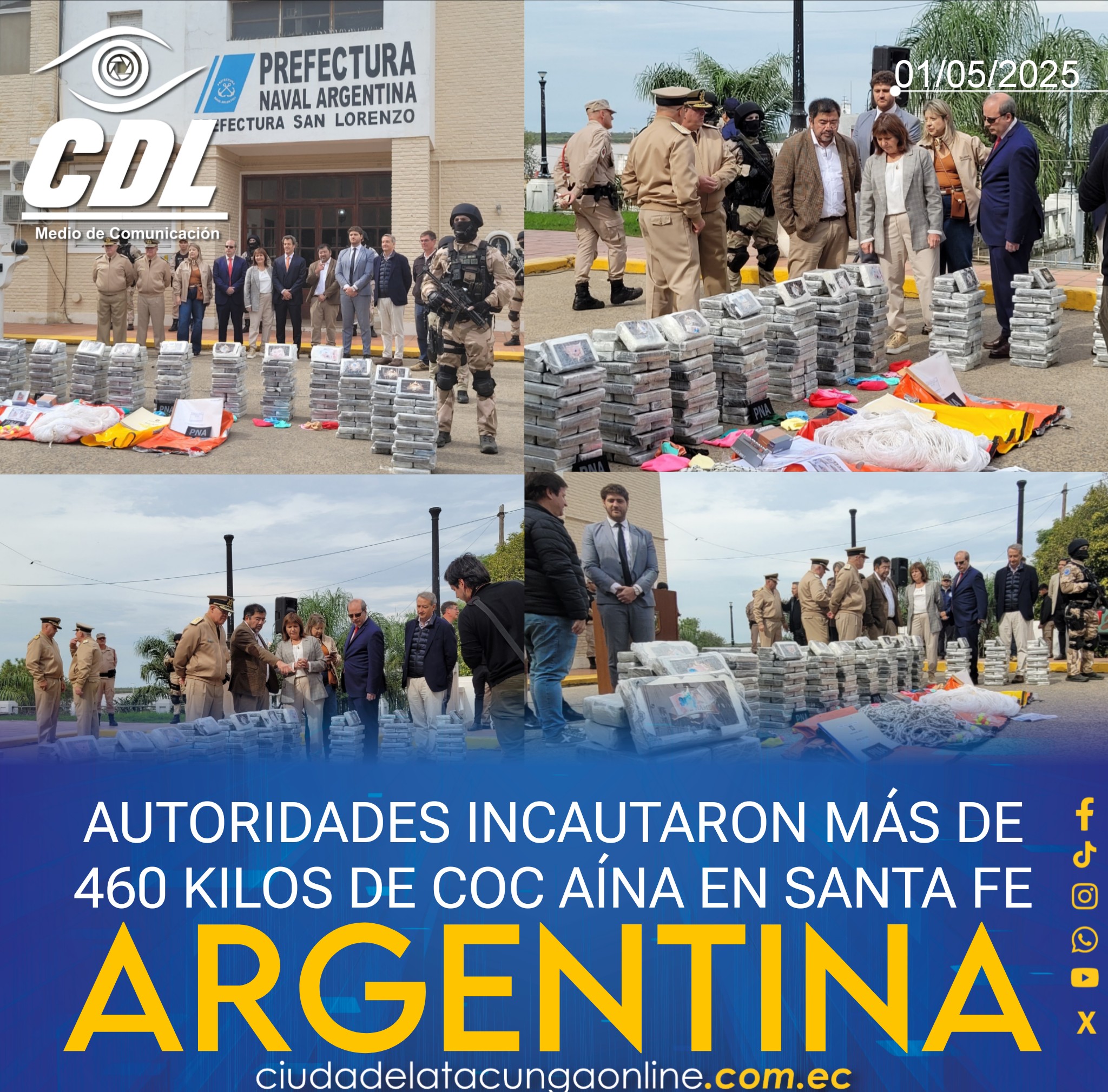 AUTORIDADES INCAUTARON MÁS DE 460 KILOS DE COC AÍNA EN SANTA FE ARGENTINA