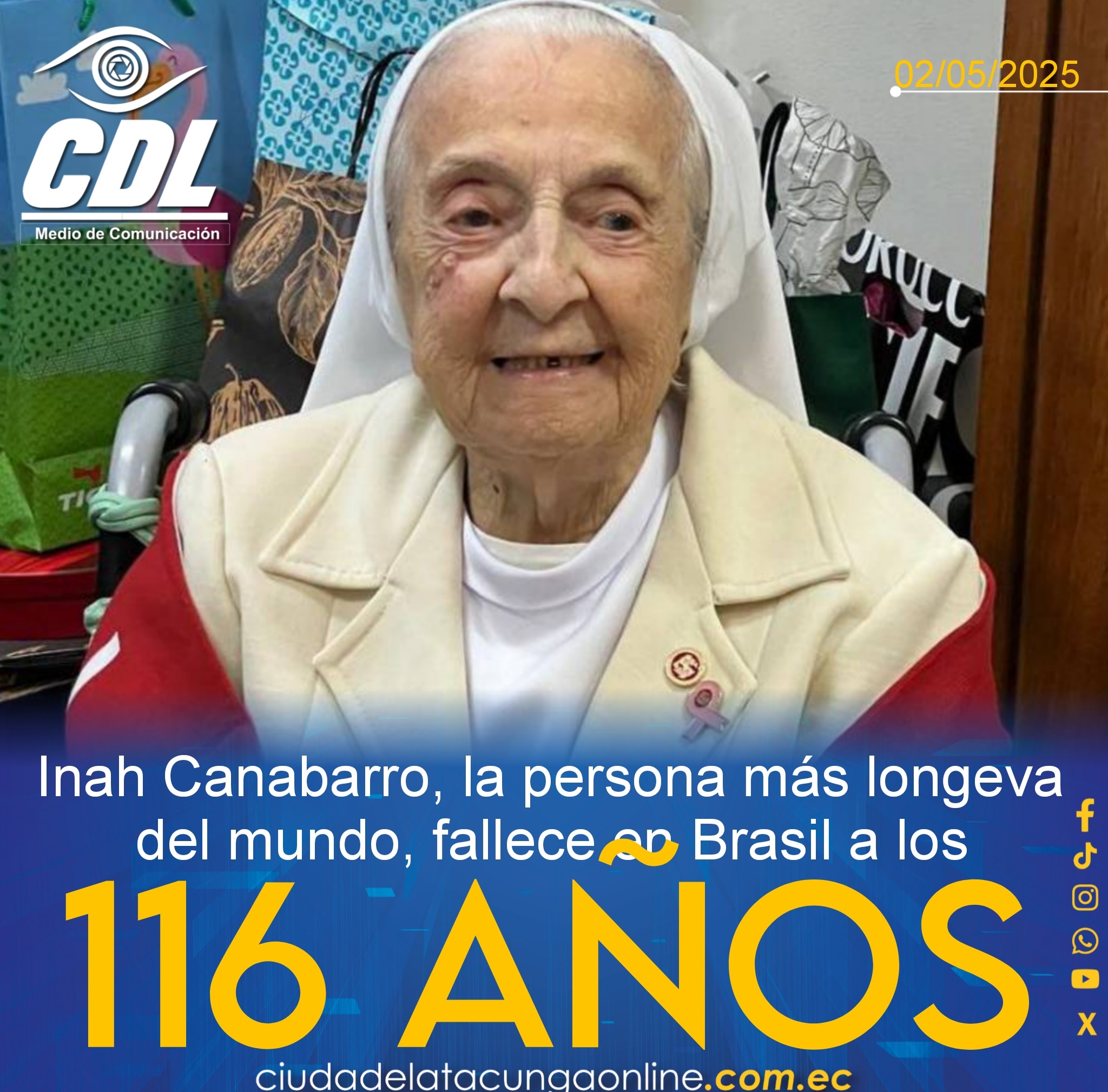 Inah Canabarro, la persona más longeva del mundo, fallece en Brasil a los 116 años