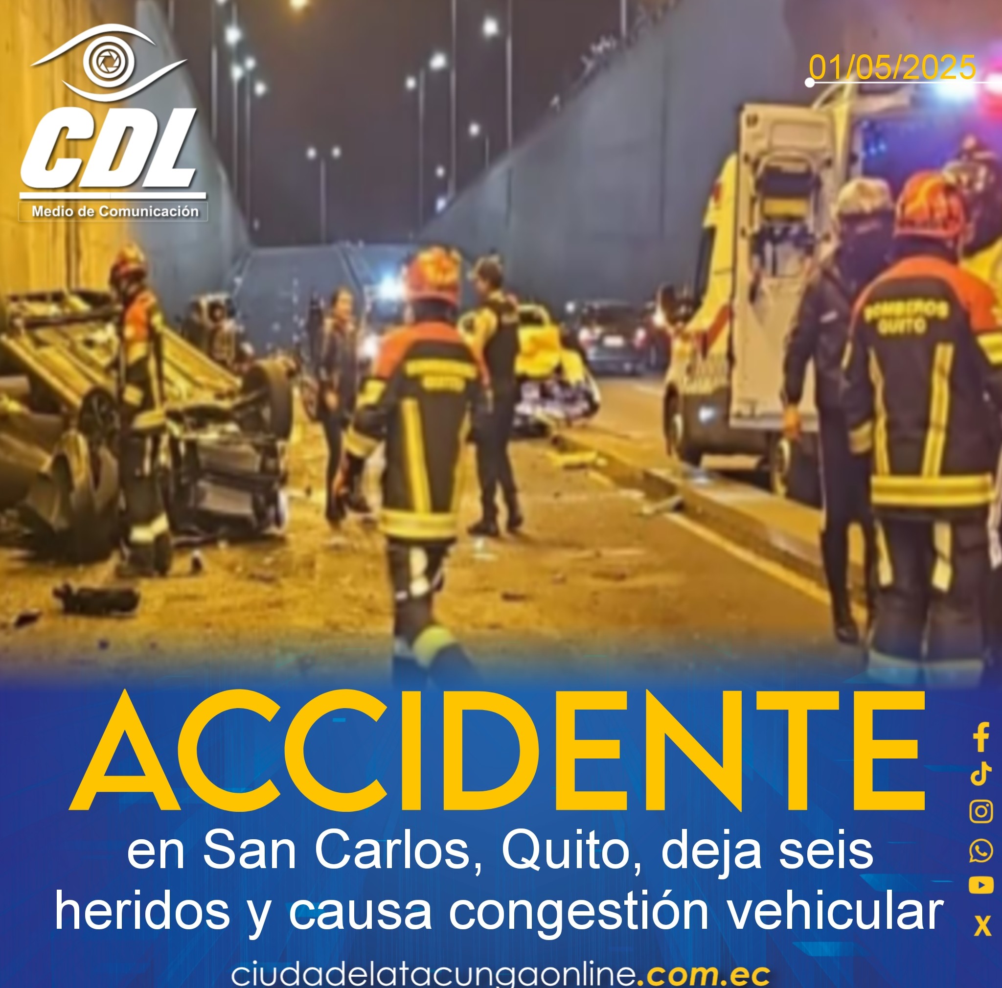 Accidente en San Carlos, Quito, deja seis heridos y causa congestión vehicular