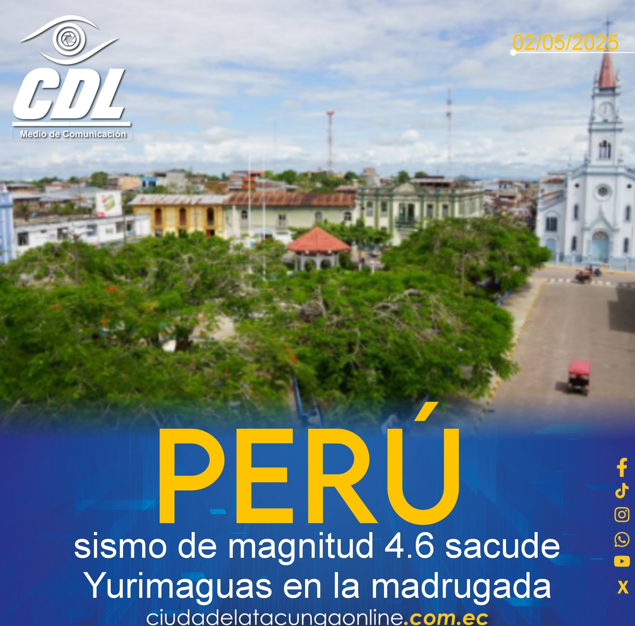Perú: sismo de magnitud 4.6 sacude Yurimaguas en la madrugada