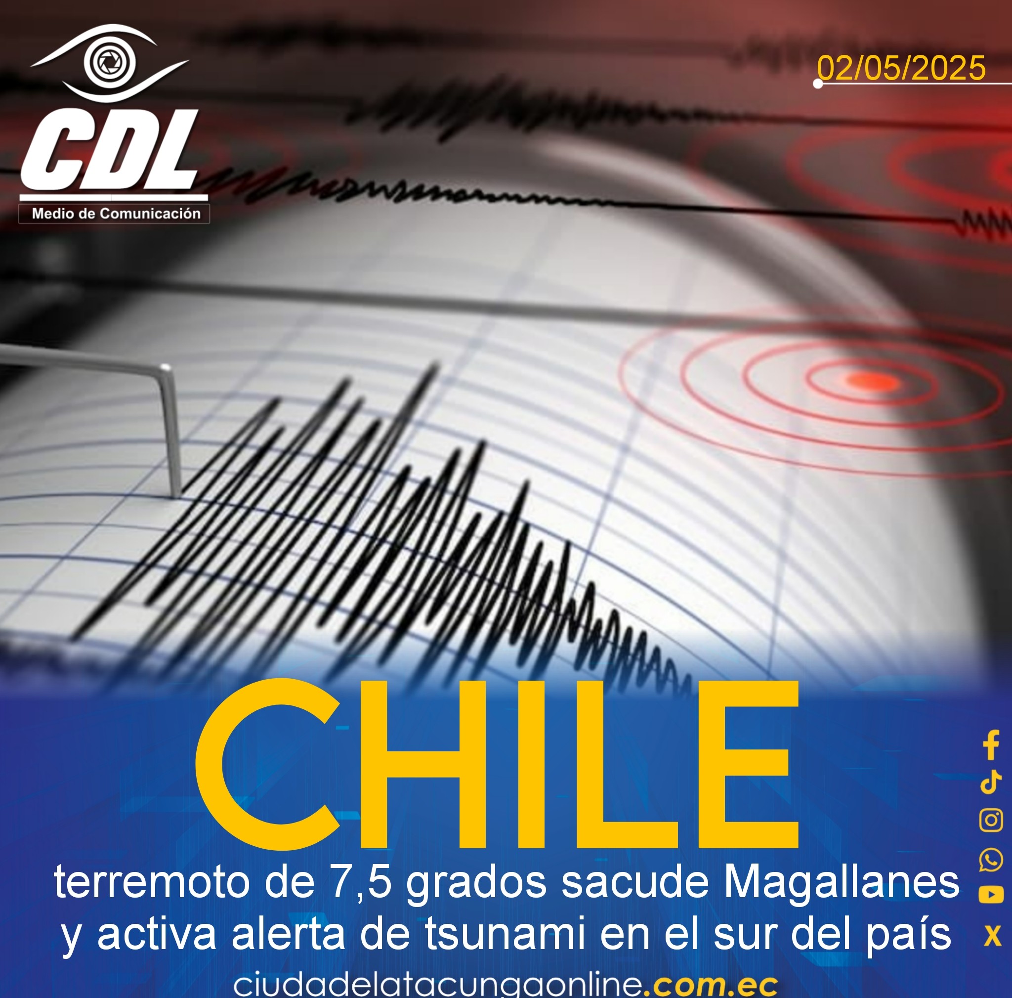 Chile: terremoto de 7,5 grados sacude Magallanes y activa alerta de tsunami en el sur del país