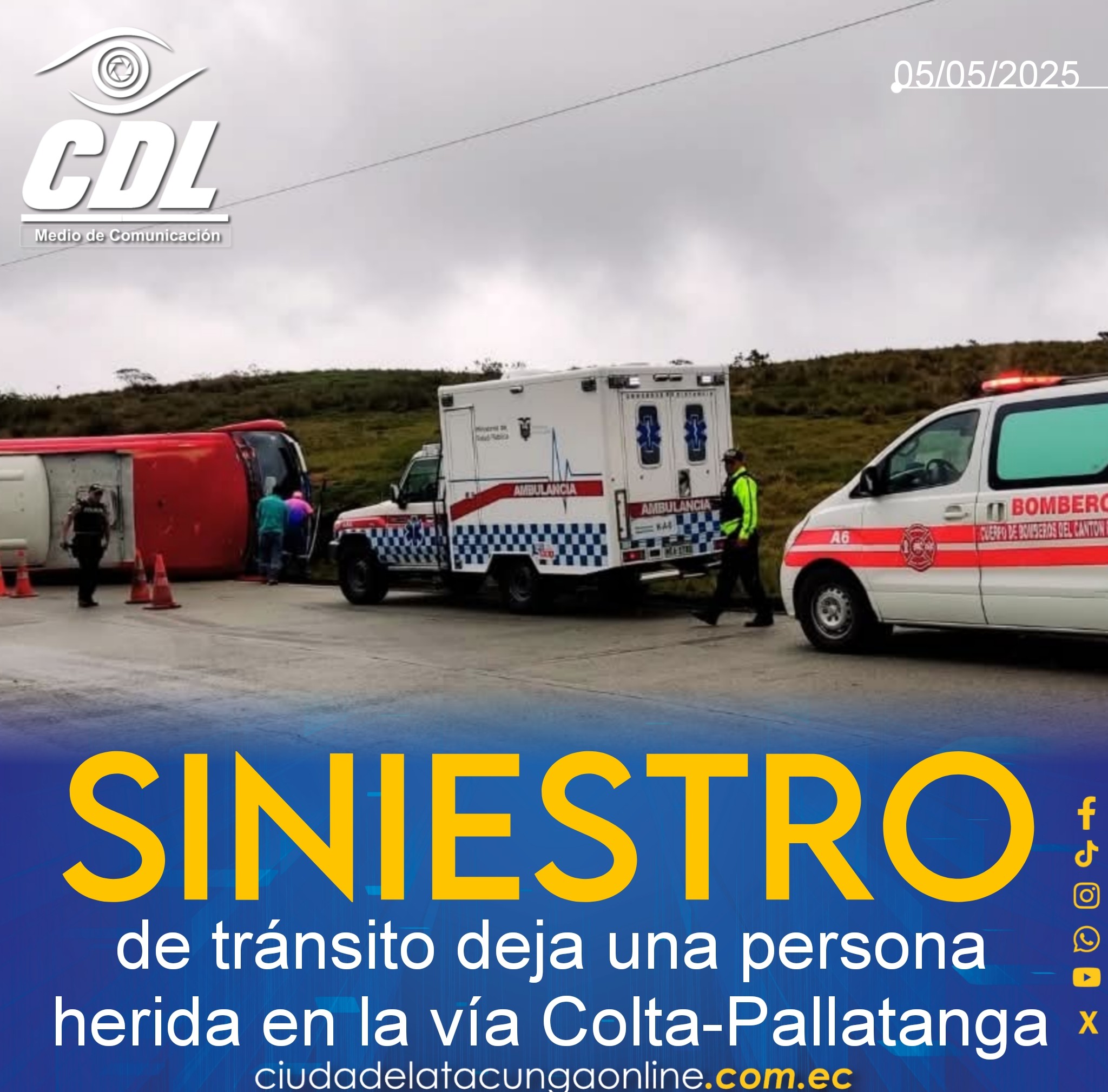 Siniestro de tránsito deja una persona herida en la vía Colta-Pallatanga