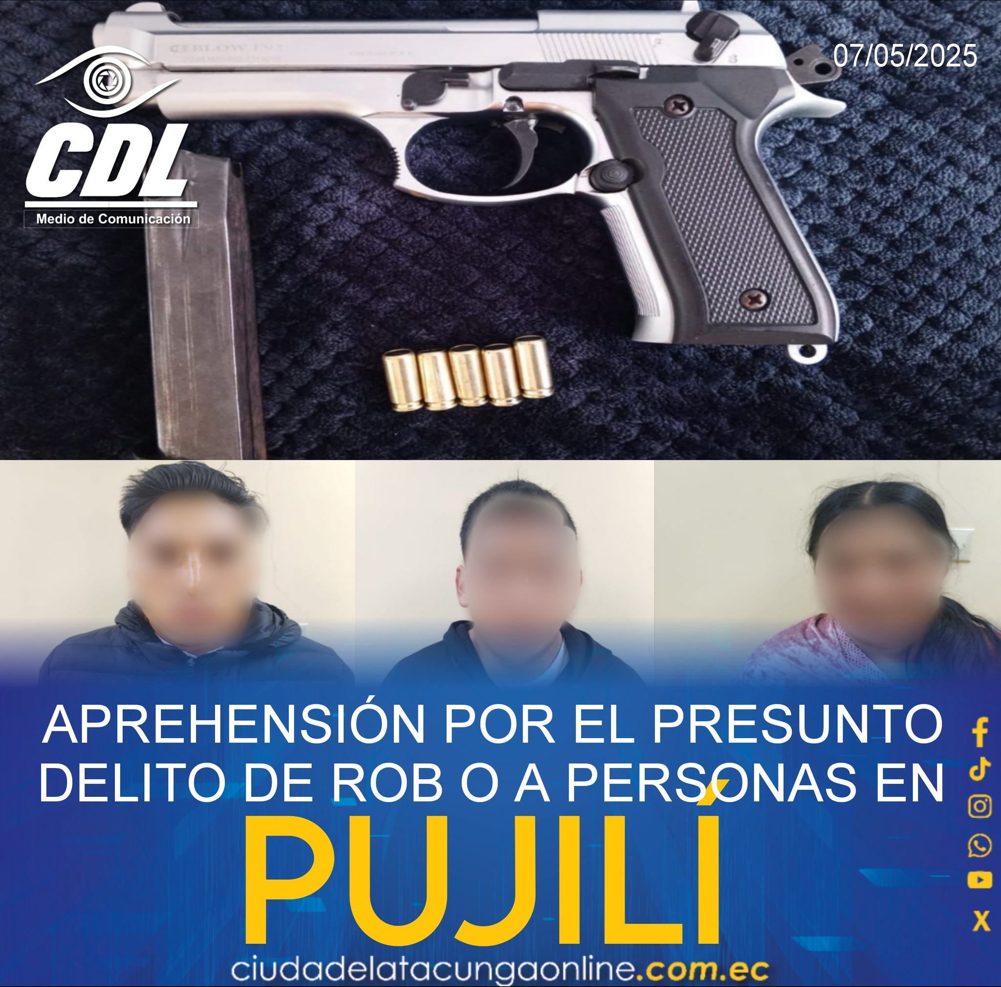 APREHENSIÓN POR EL PRESUNTO DELITO DE ROB O A PERSONAS EN PUJILÍ