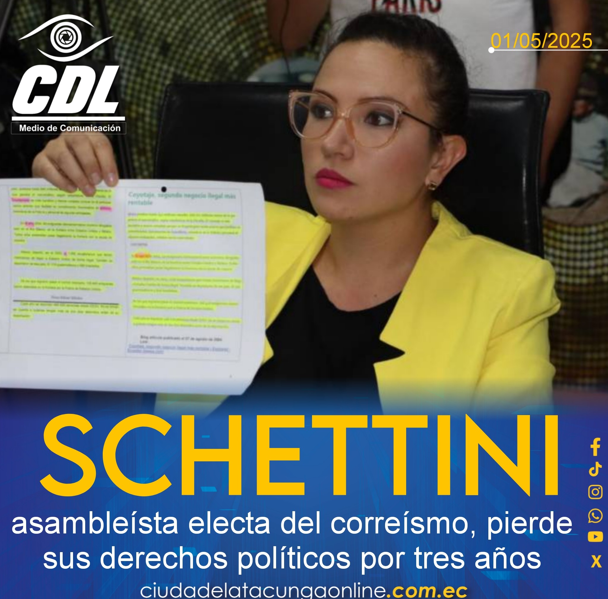 Priscila Schettini, asambleísta electa del correísmo, pierde sus derechos políticos por tres años