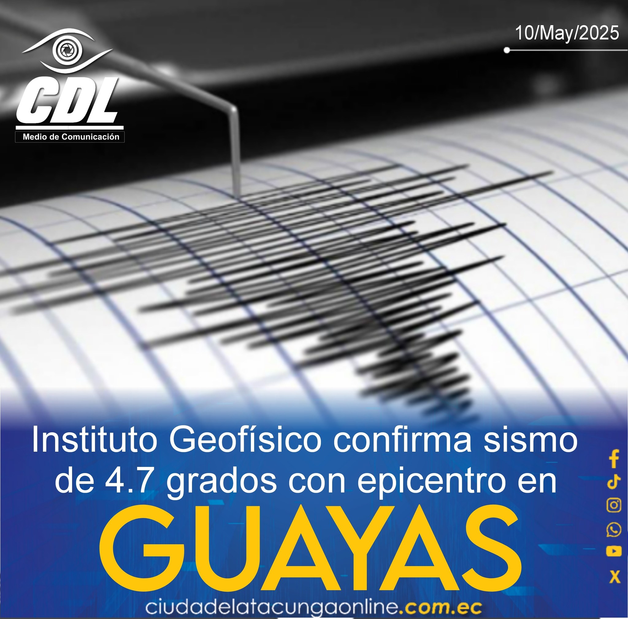 Temblor en Ecuador: Instituto Geofísico confirma sismo de 4.7 grados con epicentro en Guayas