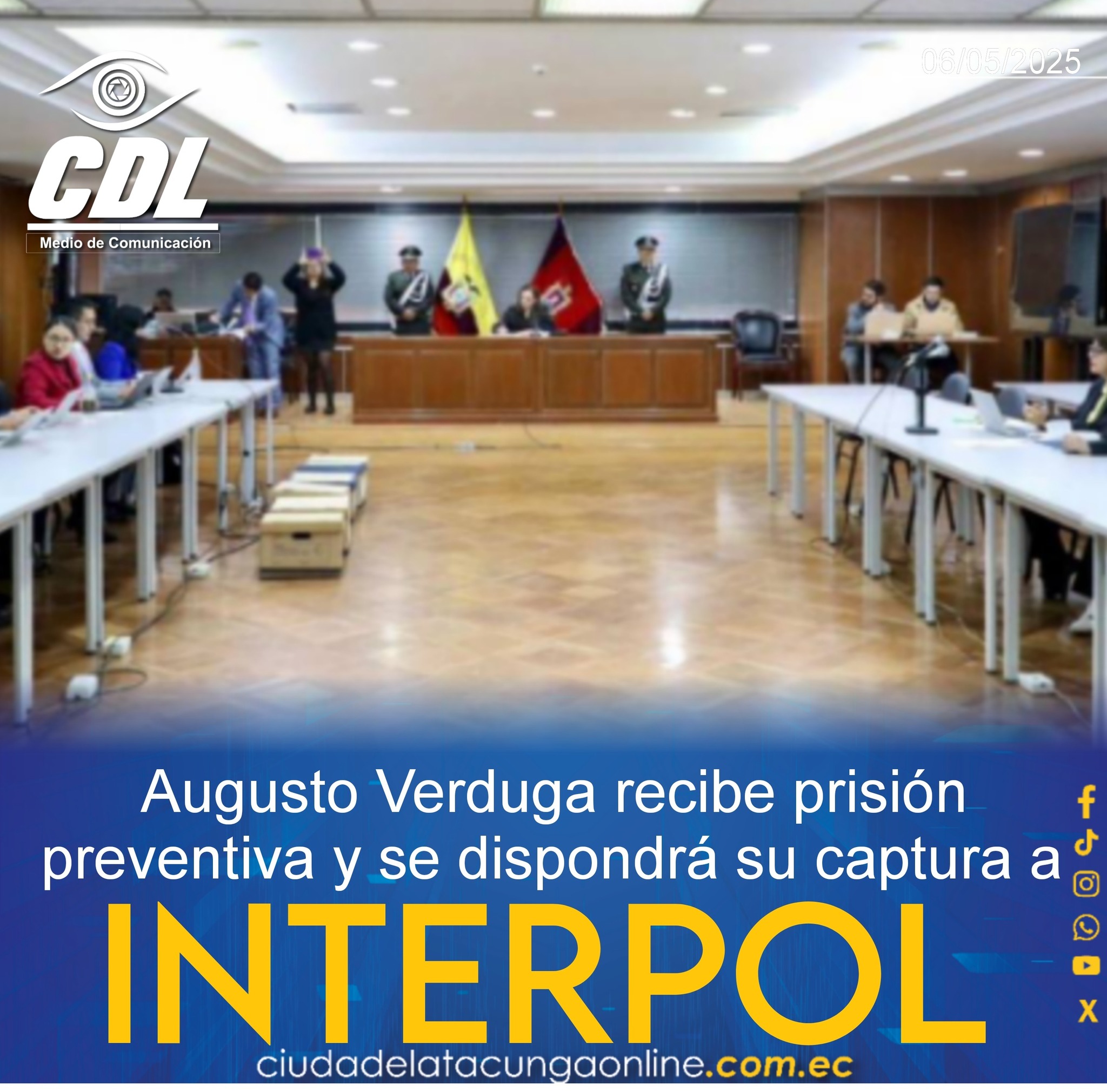 Augusto Verduga recibe prisión preventiva y se dispondrá su captura a Interpol