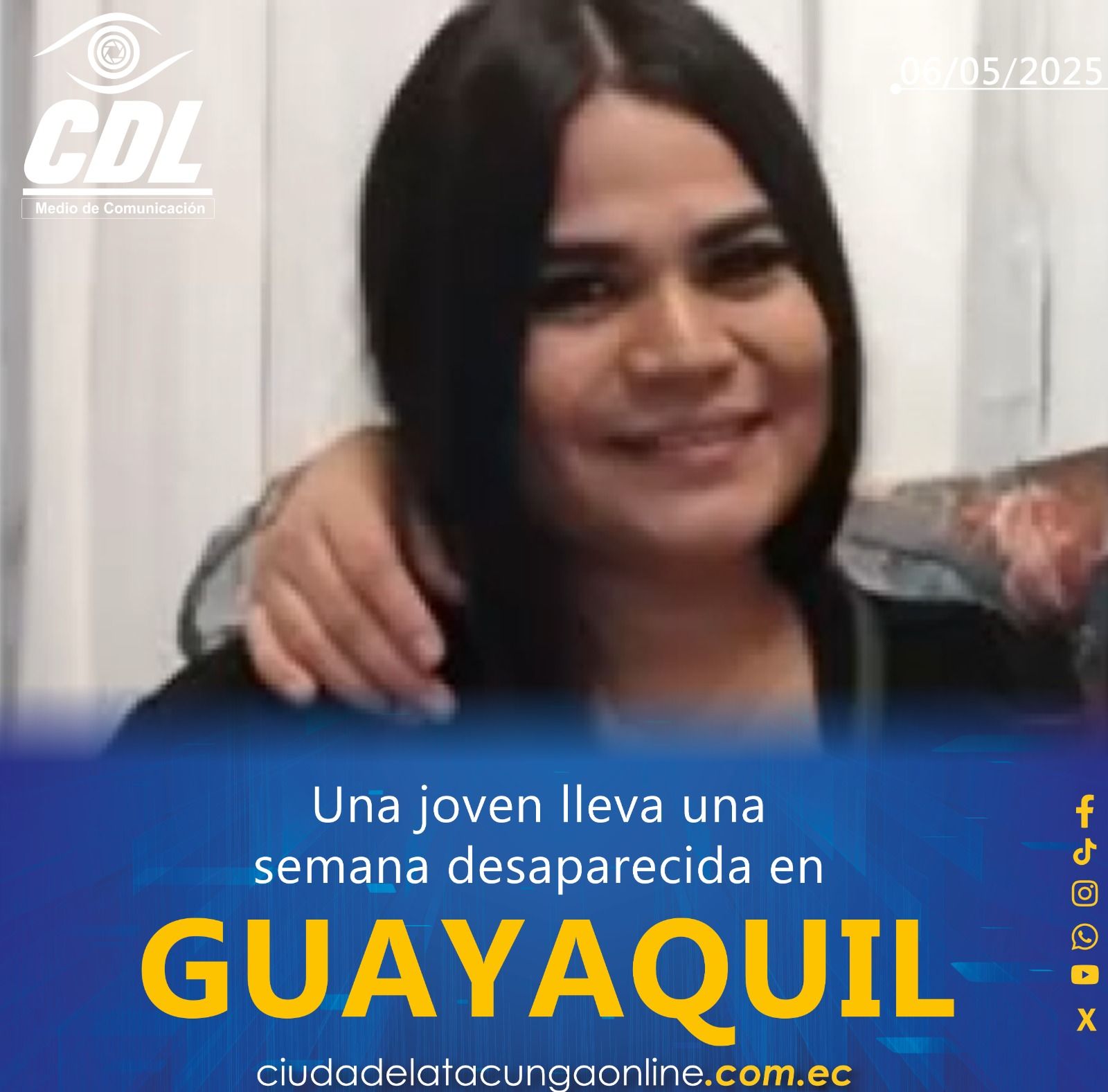 Una joven lleva una semana desaparecida en Guayaquil