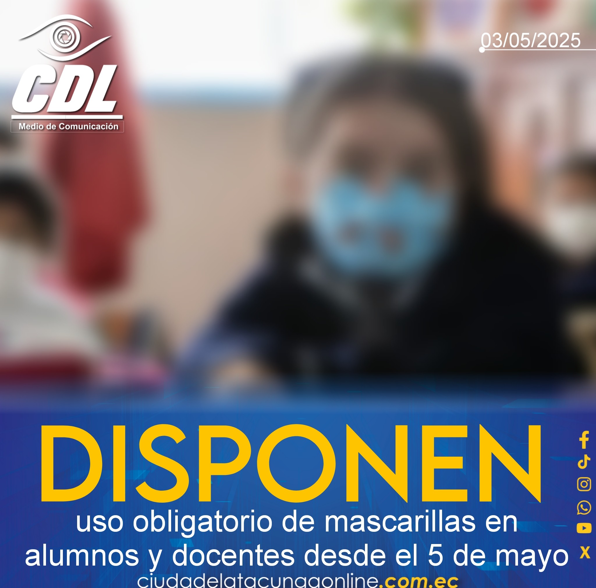 Tosferina y fiebre amarilla: Disponen uso obligatorio de mascarillas en alumnos y docentes desde el 5 de mayo