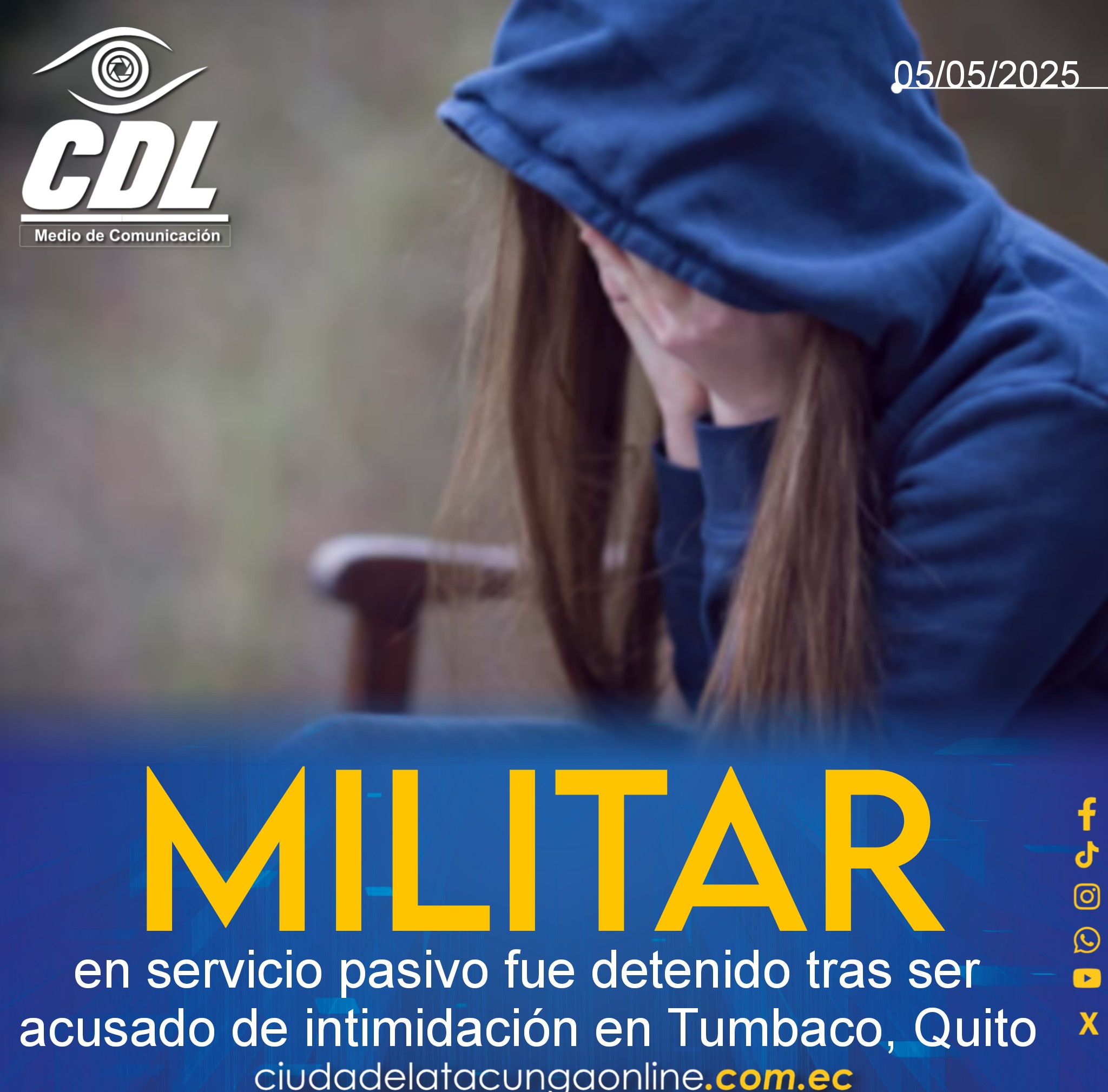 Militar en servicio pasivo fue detenido tras ser acusado de intimidación en Tumbaco, Quito