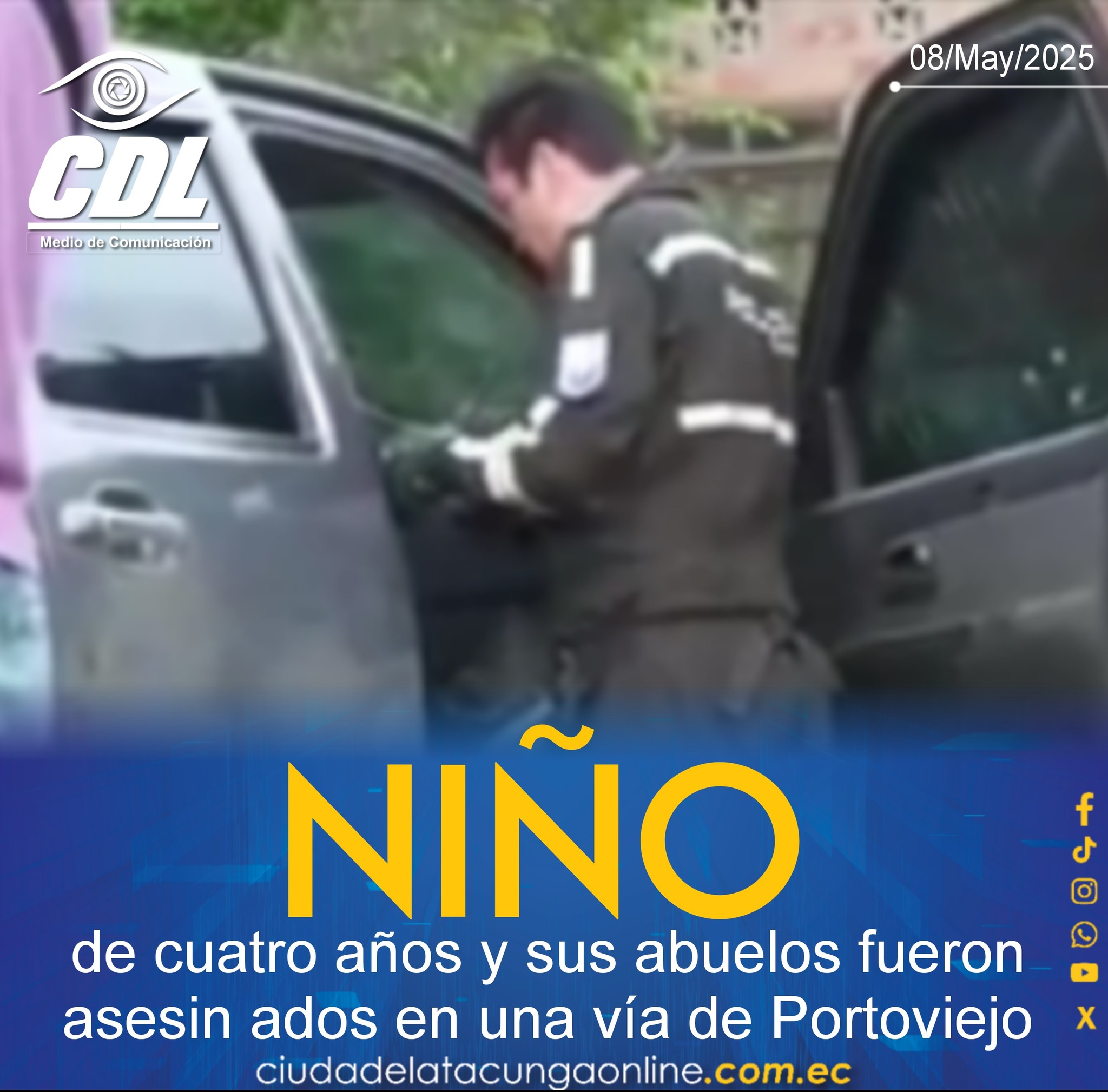 Un niño de cuatro años y sus abuelos fueron asesinados en una vía de Portoviejo
