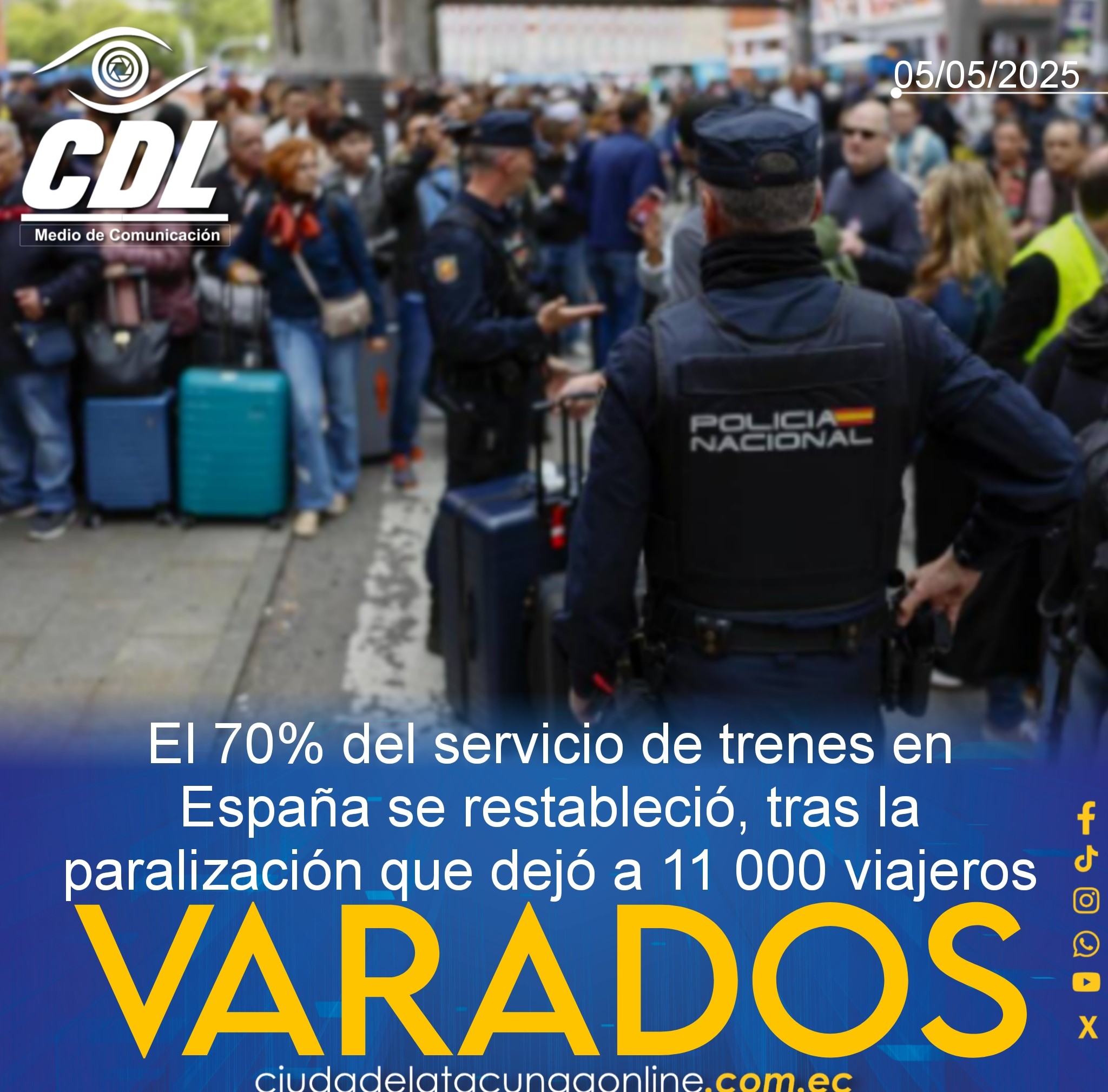 El 70% del servicio de trenes en España se restableció, tras la paralización que dejó a 11 000 viajeros varados.