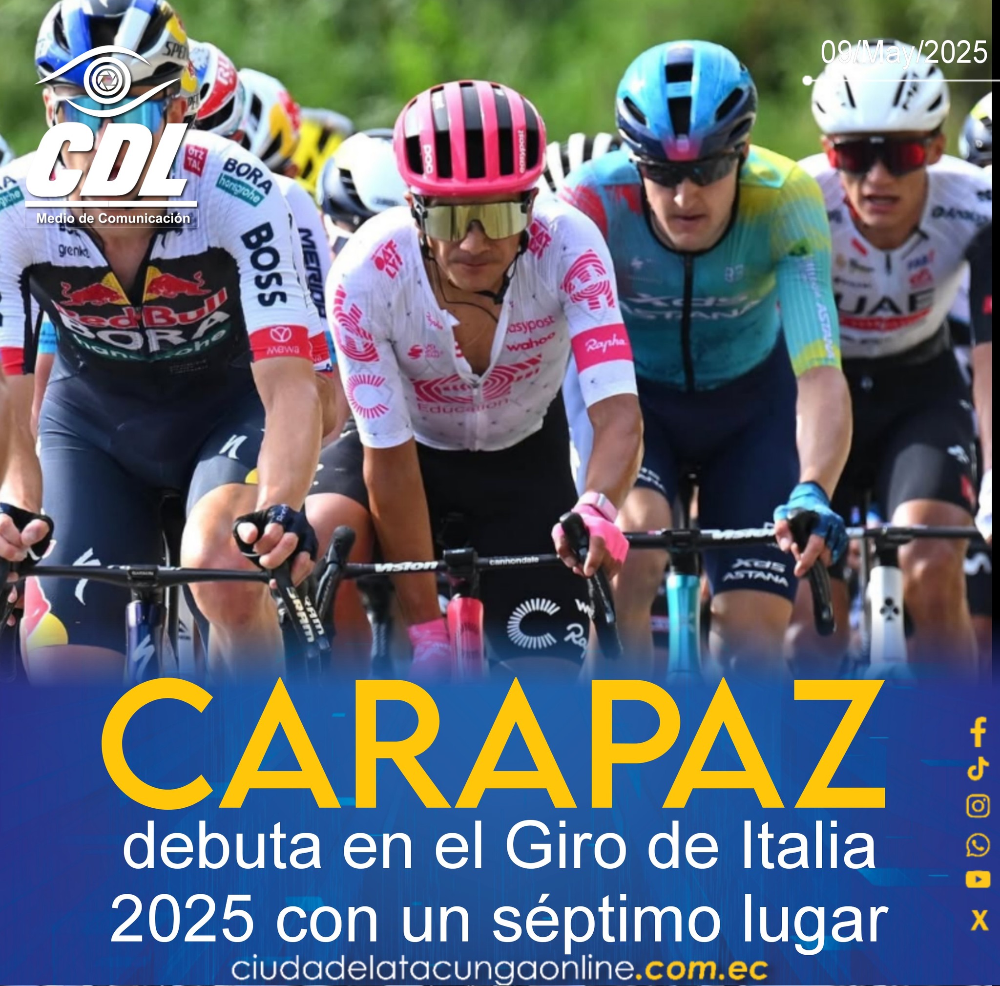 Richard Carapaz debuta en el Giro de Italia 2025 con un séptimo lugar