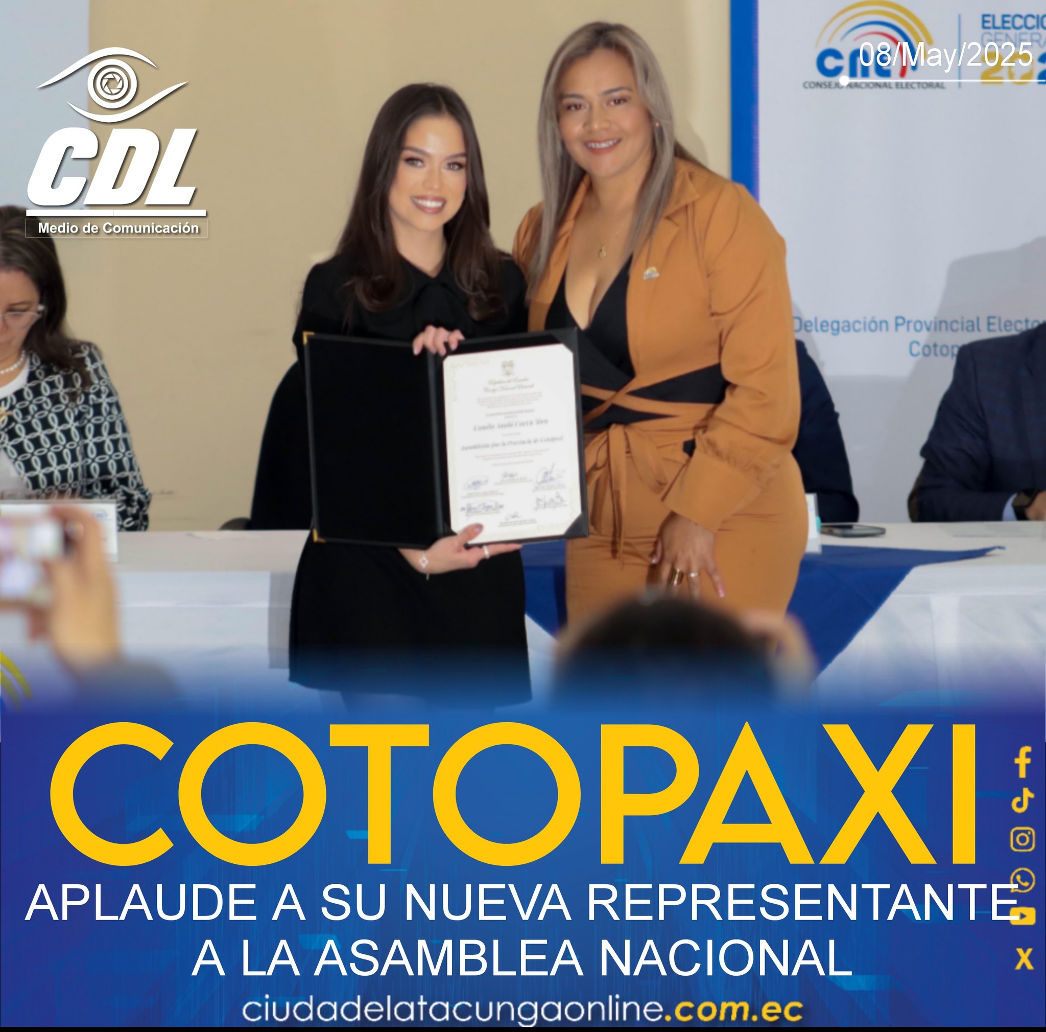 COTOPAXI APLAUDE A SU NUEVA REPRESENTANTE A LA ASAMBLEA NACIONAL