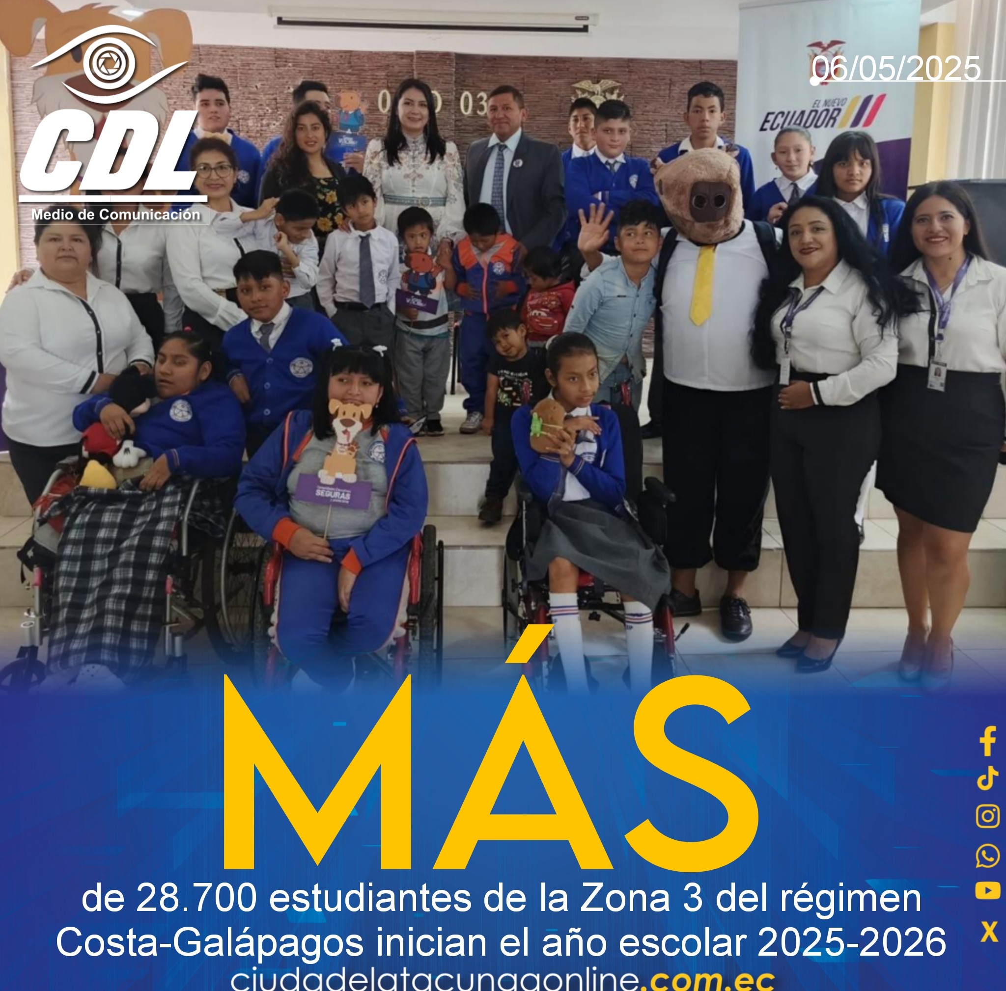 Más de 28.700 estudiantes de la Zona 3 del régimen Costa-Galápagos inician el año escolar 2025-2026