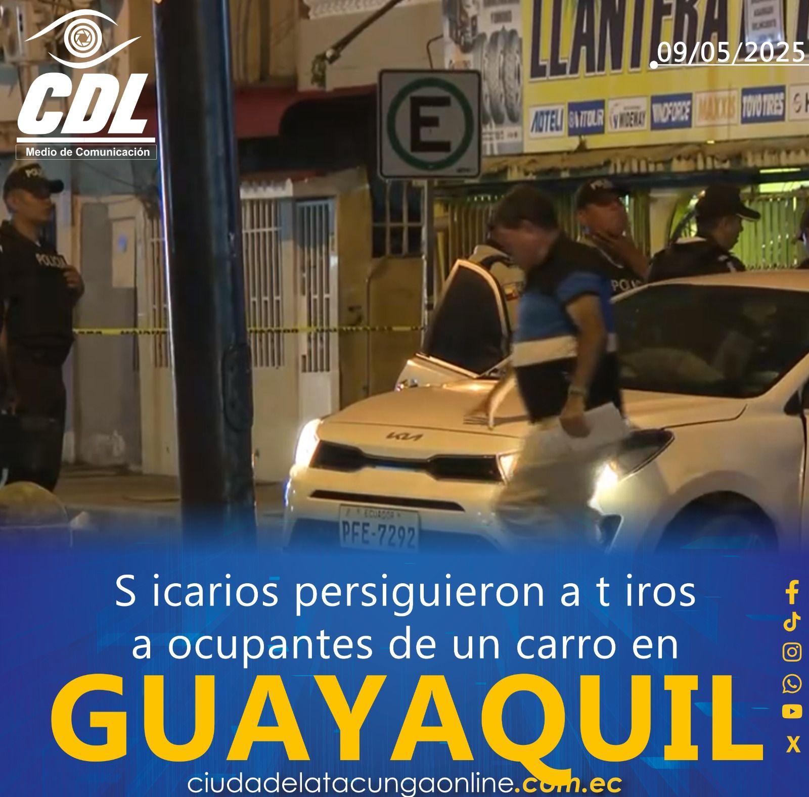 Sicarios persiguieron a tiros a ocupantes de un carro en Guayaquil: hay un muerto y tres heridos
