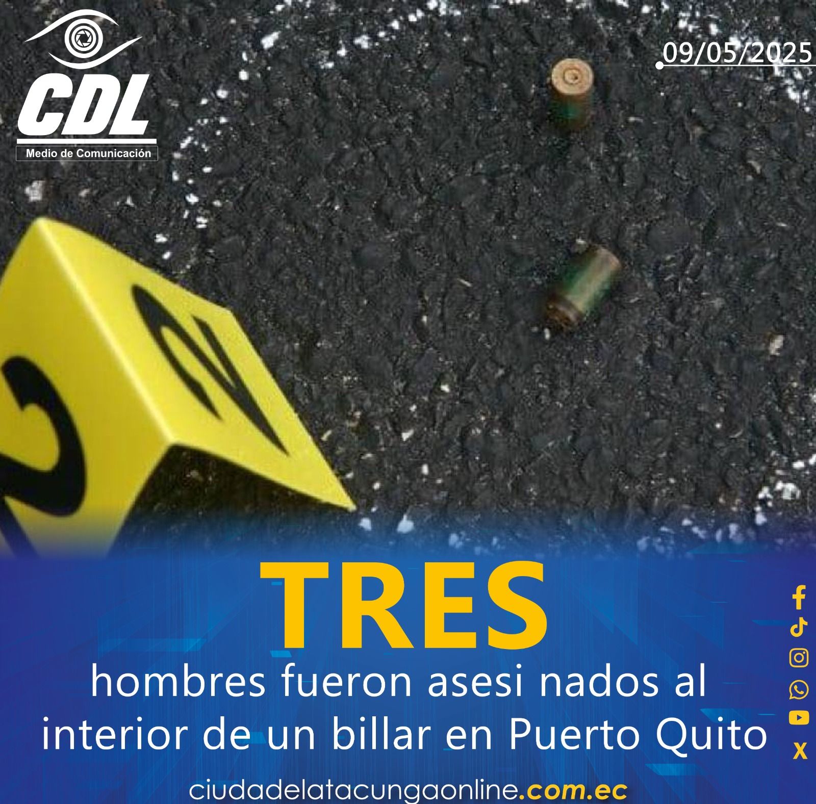Tres hombres fueron asesinados al interior de un billar en Puerto Quito, en Pichincha