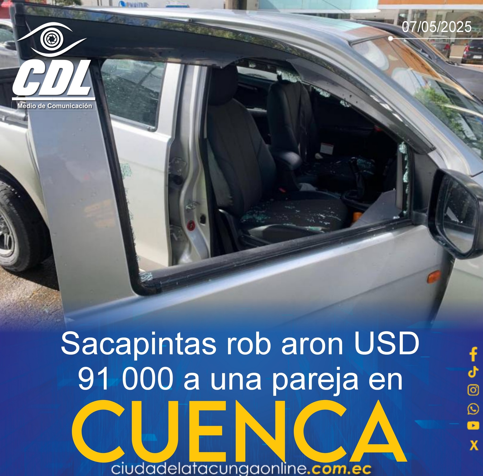 Sacapintas rob aron USD 91 000 a una pareja en Cuenca