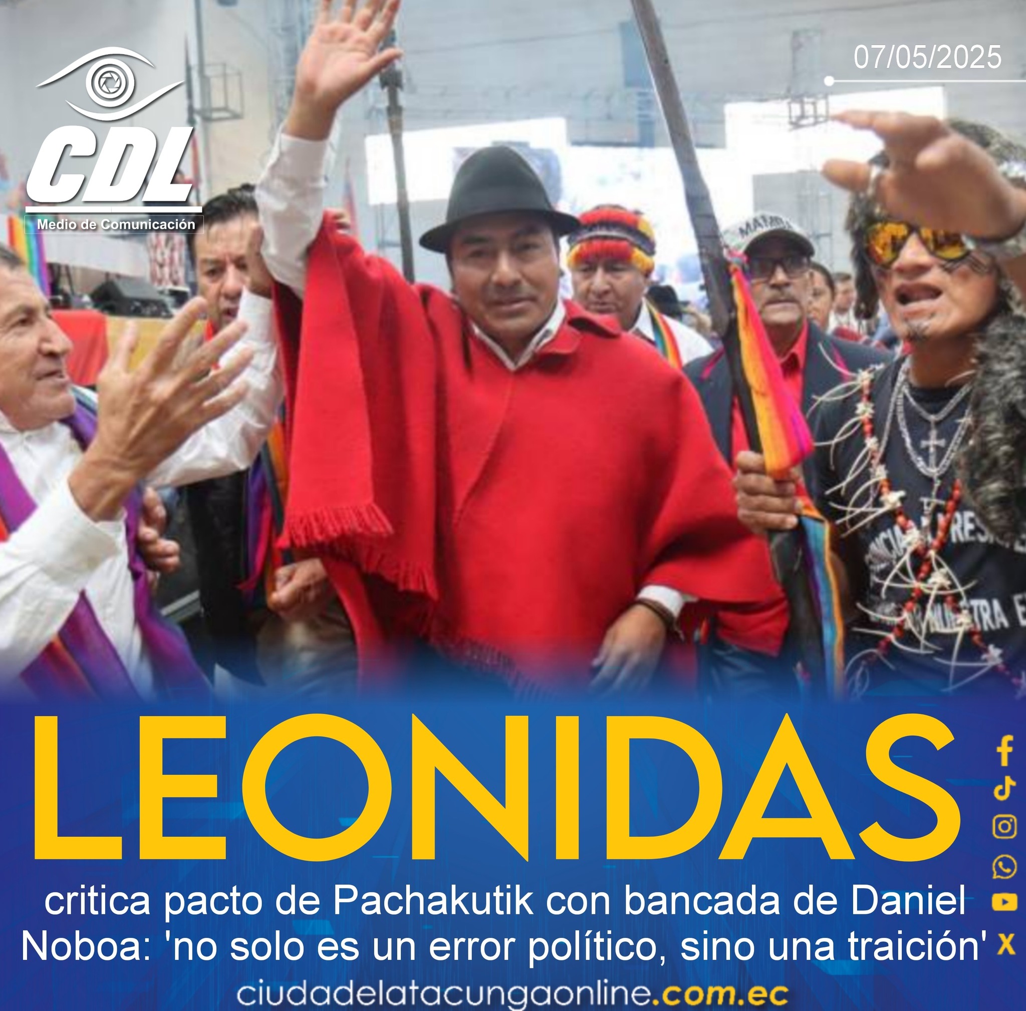 Leonidas Iza critica pacto de Pachakutik con bancada de Daniel Noboa: ‘no solo es un error político, sino una traición’