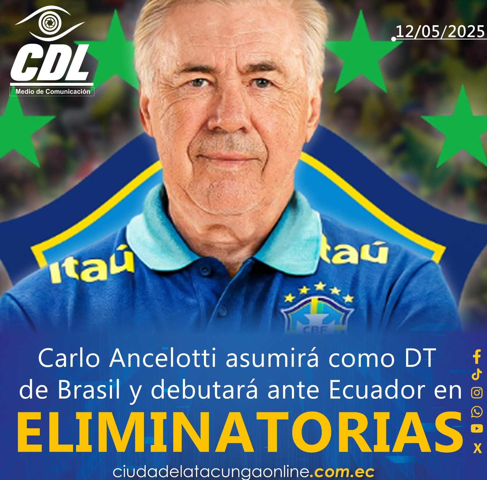 Carlo Ancelotti asumirá como DT de Brasil y debutará ante Ecuador en Eliminatorias