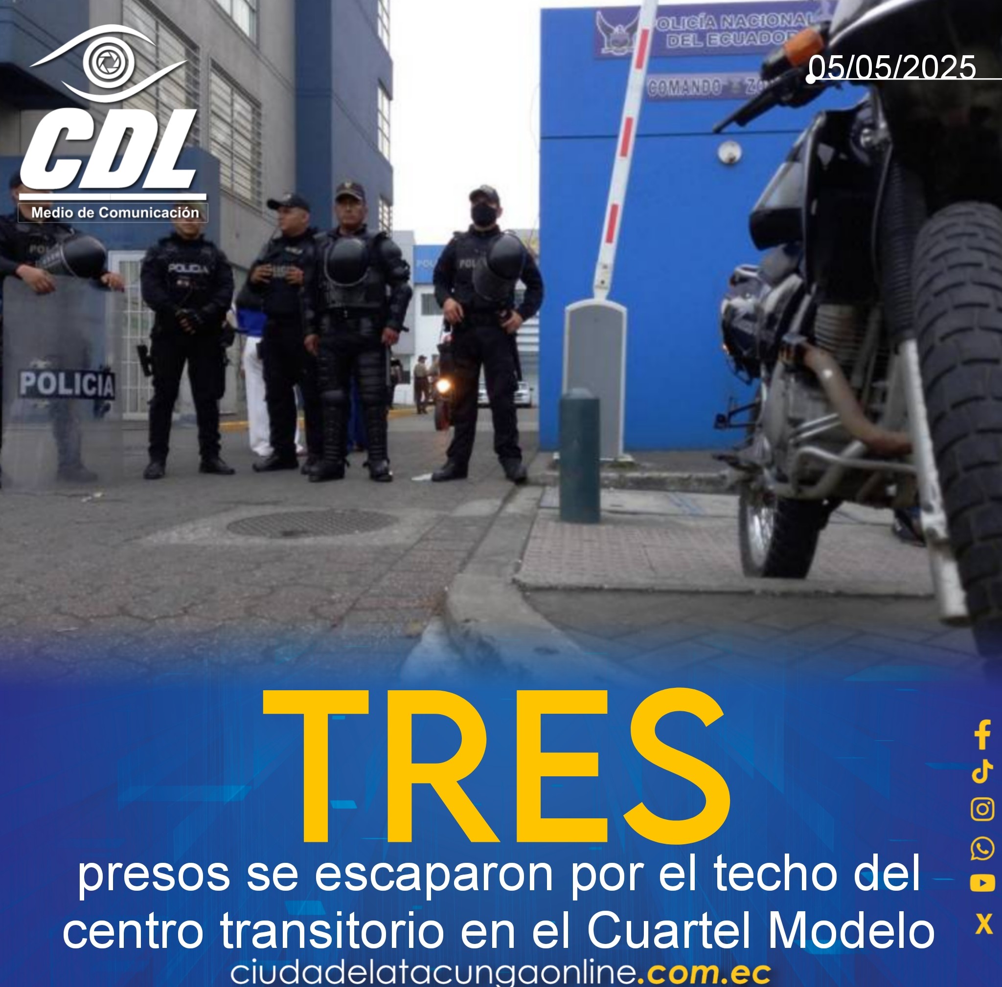 Guayaquil: Tres presos se escaparon por el techo del centro transitorio en el Cuartel Modelo