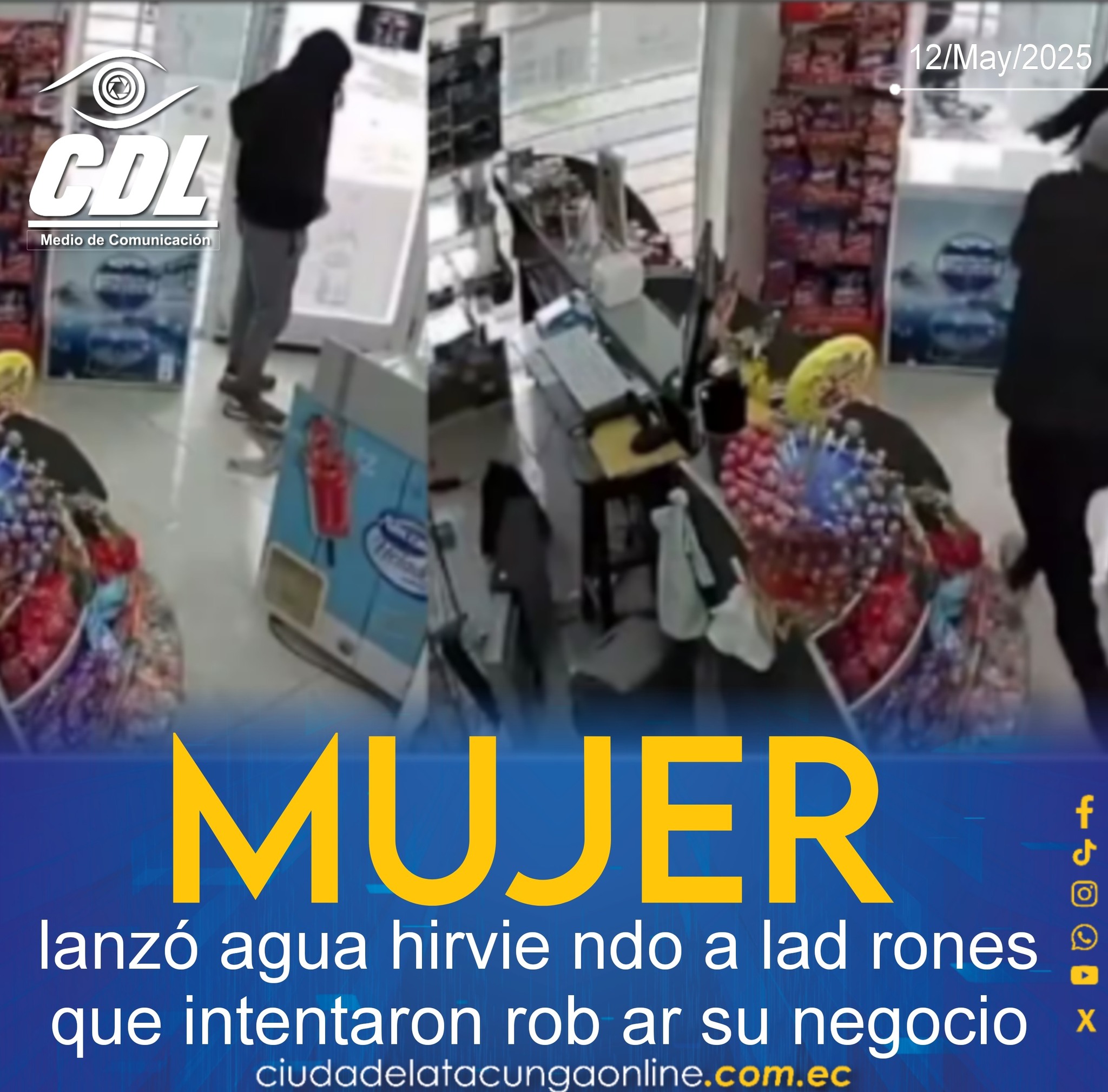 Mujer lanzó agua hirvie ndo a lad rones que intentaron rob ar su negocio