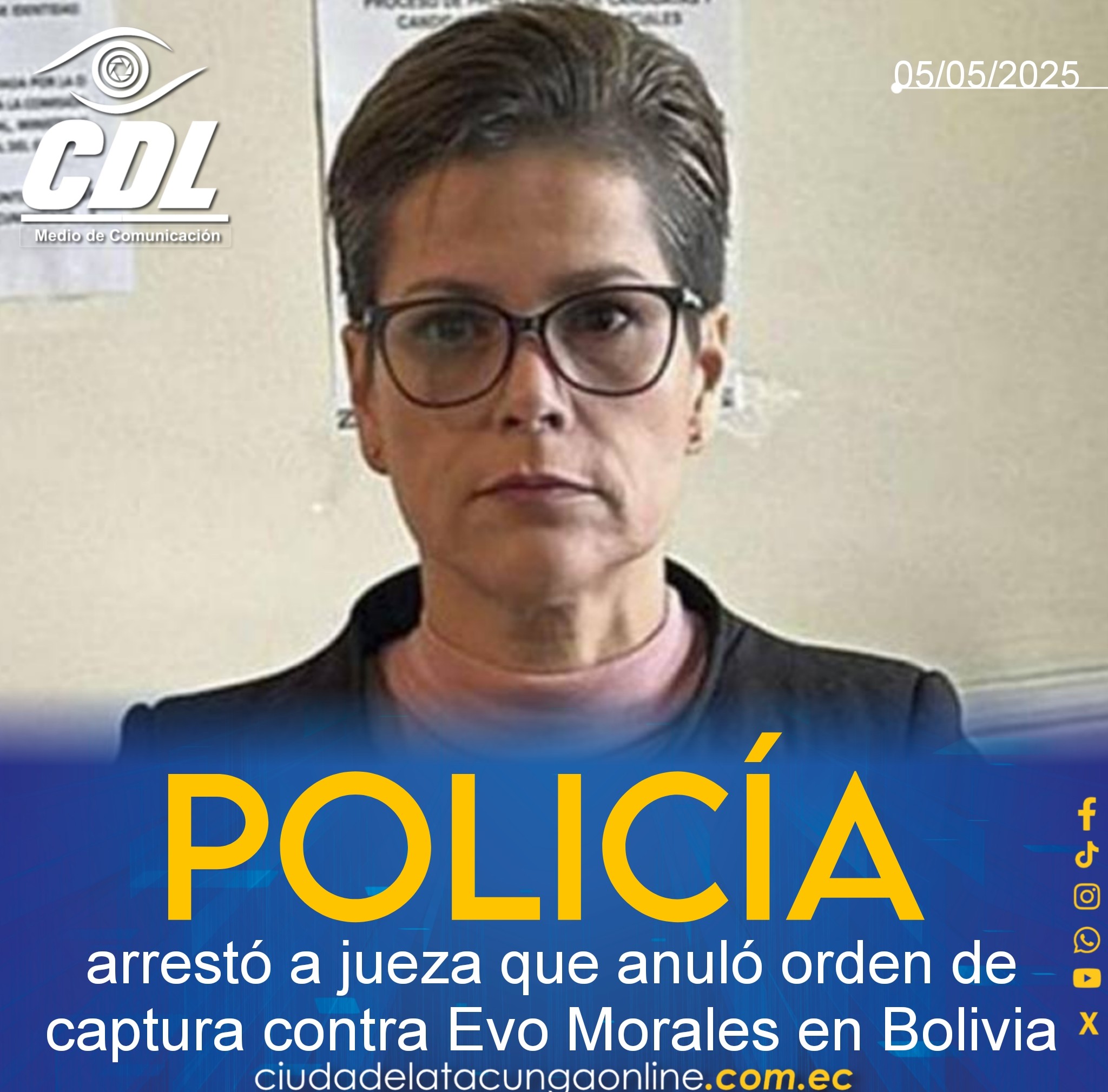 La policía arrestó a jueza que anuló orden de captura contra Evo Morales en Bolivia