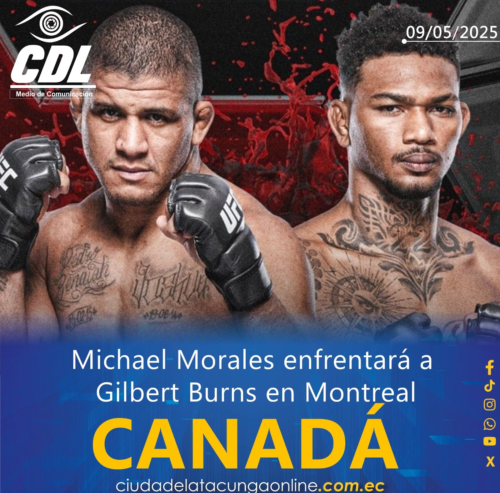 Michael Morales enfrentará a Gilbert Burns en Montreal, Canadá